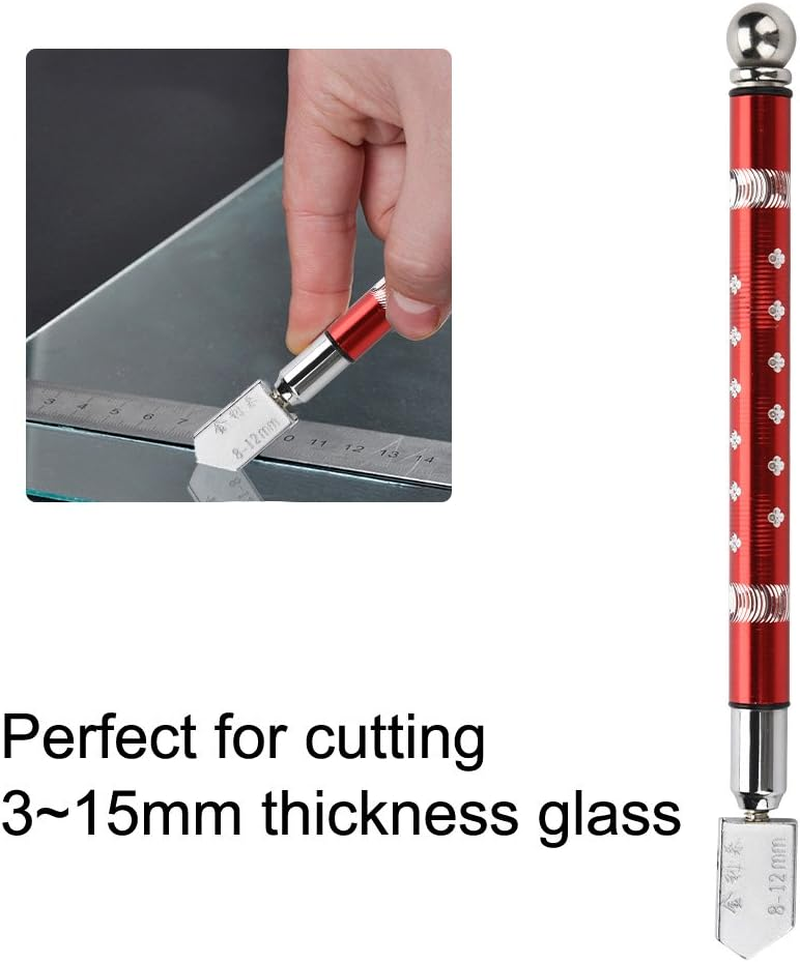 Glass Cutting Tool Portable Handheld Wheel Type Glass Cutter with Non-Slip Handle for 3~15Mm (Red) image number 1