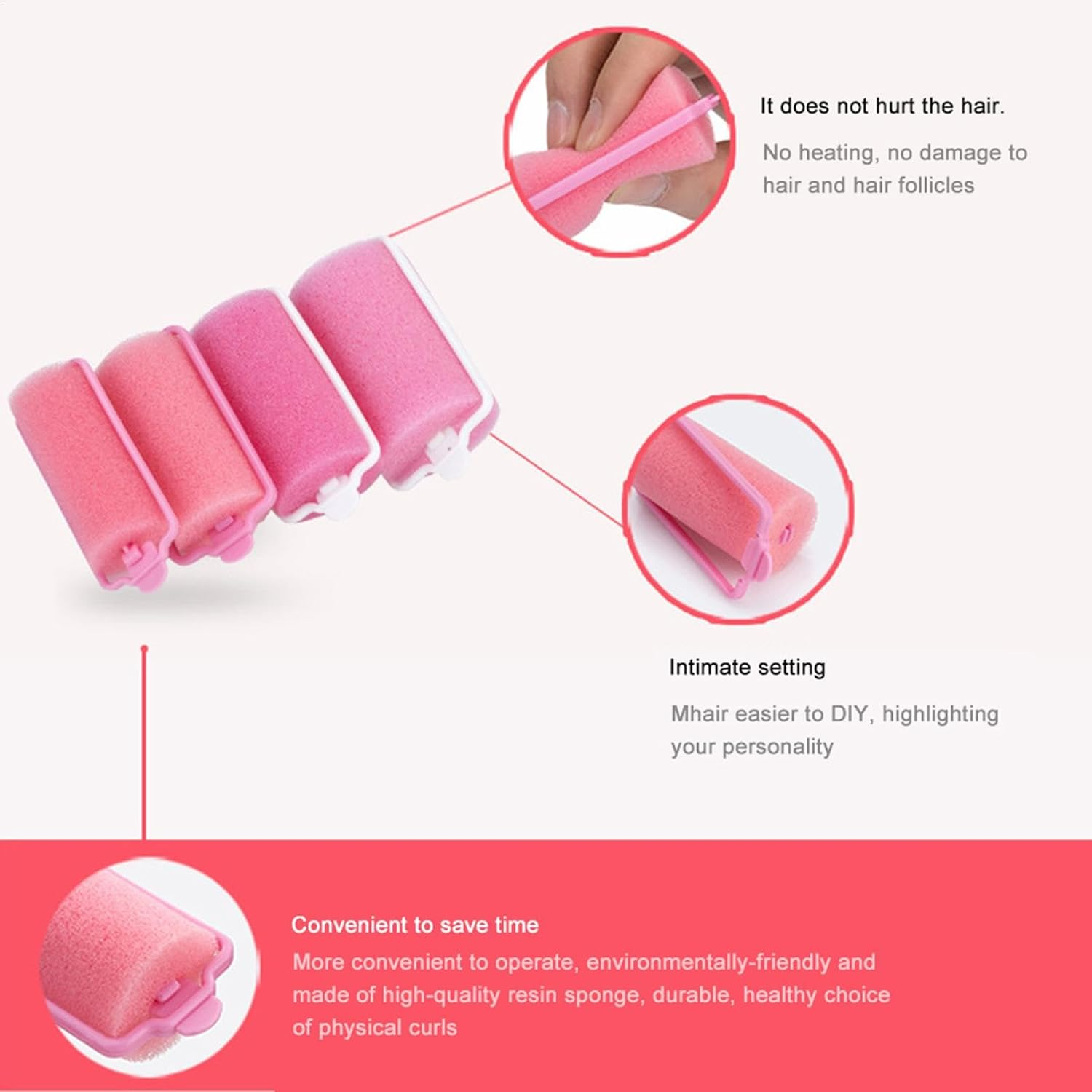 Sponge Hair Rollers - Pack of 14 Foam Sponge Curlers | Foam Curlers 1.5 Cm | Hair Rollers Foam Sponge Hair Rollers No Damage for Women and Children image number 1