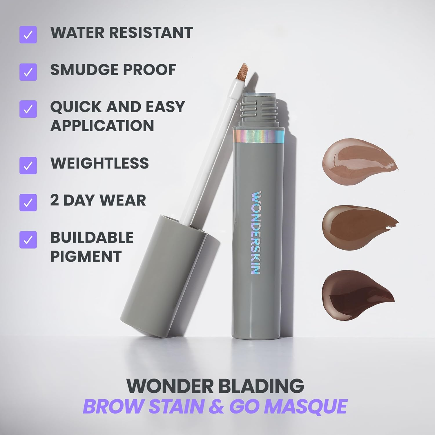 Wonderskin Wonder Blading Brow Stain & Go Masque - Long Lasting Eye Brow Tint, Transfer Proof and Smudge Proof Eyebrow Tint Stain (Brunette) - Brunette image number 2