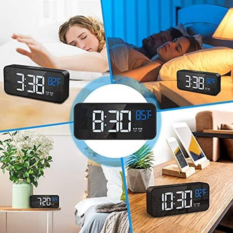 【2026 Newest Upgraded】 AMIR Digital Alarm Clock with Large Led Temperature Display, Portable Alarm Clock Digital, Snooze Time, Four-Level Adjustable Brightness Dimmer, 13 Music for Table Bedroom - White image number 7