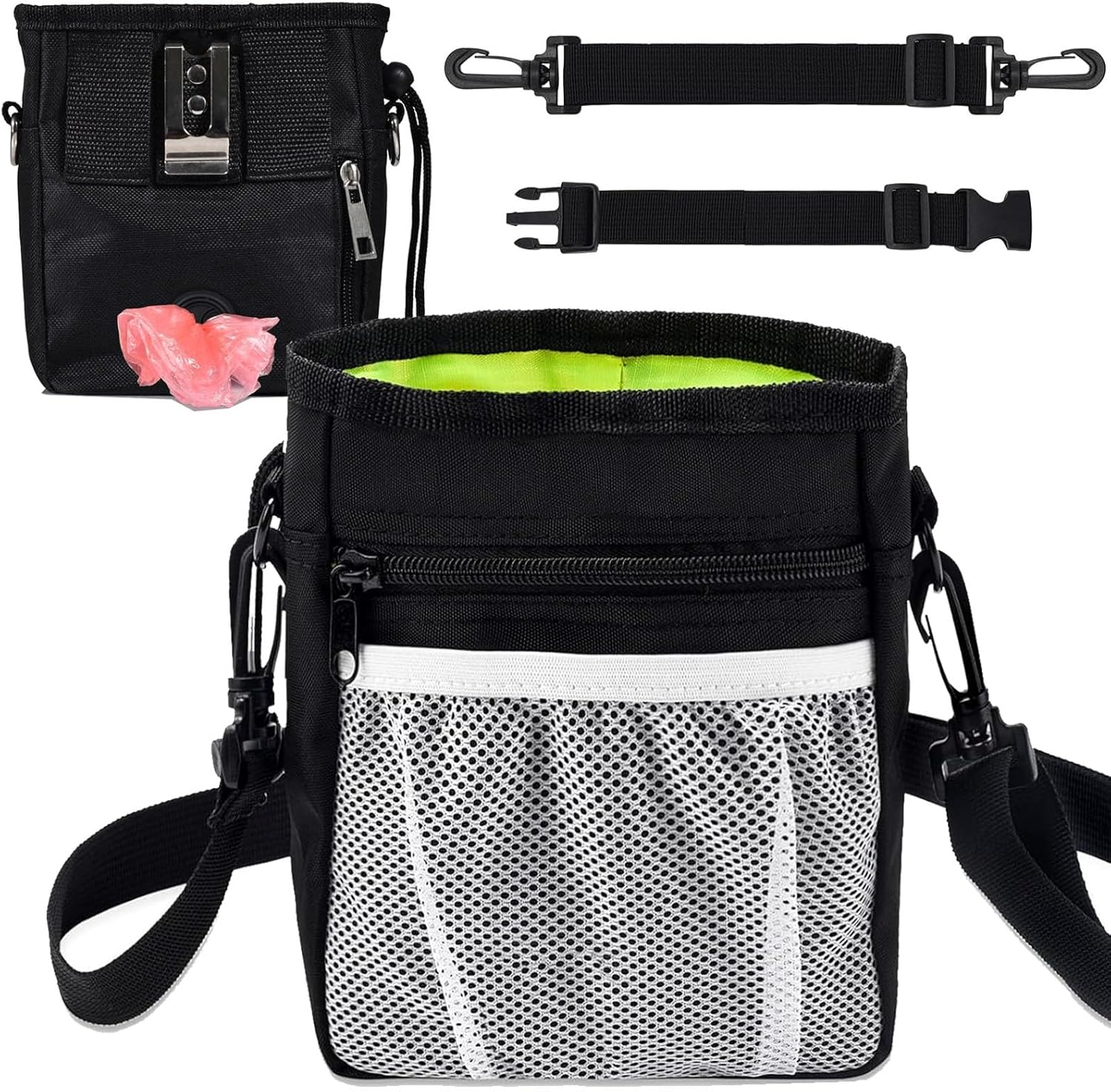 Dog Treat Training Pouch, 4 Ways to Wear Dog Walking Bag with Drawstring & Clip Waist Belt, Puppy Doggie Snack Reward Bags Dog Treat Carrier Holder image number 4
