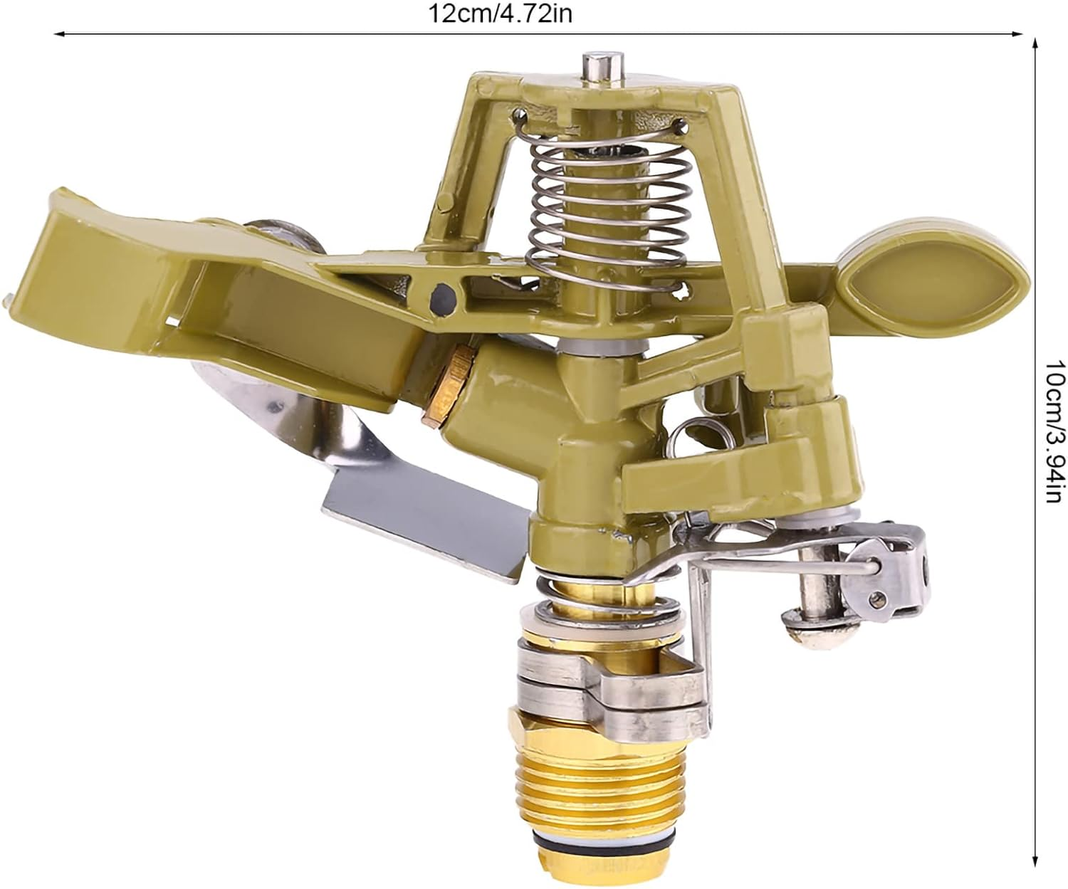 Impact Sprinkler Head, Impulse Sprinklers Water Irrigation Sprayer 360 &deg; Zinc Alloy Ground Insert Adjustable 20-40 FT Spray Distance Large Area Coverage Pattern for Patio Garden Yard Lawn(1/2") image number 3