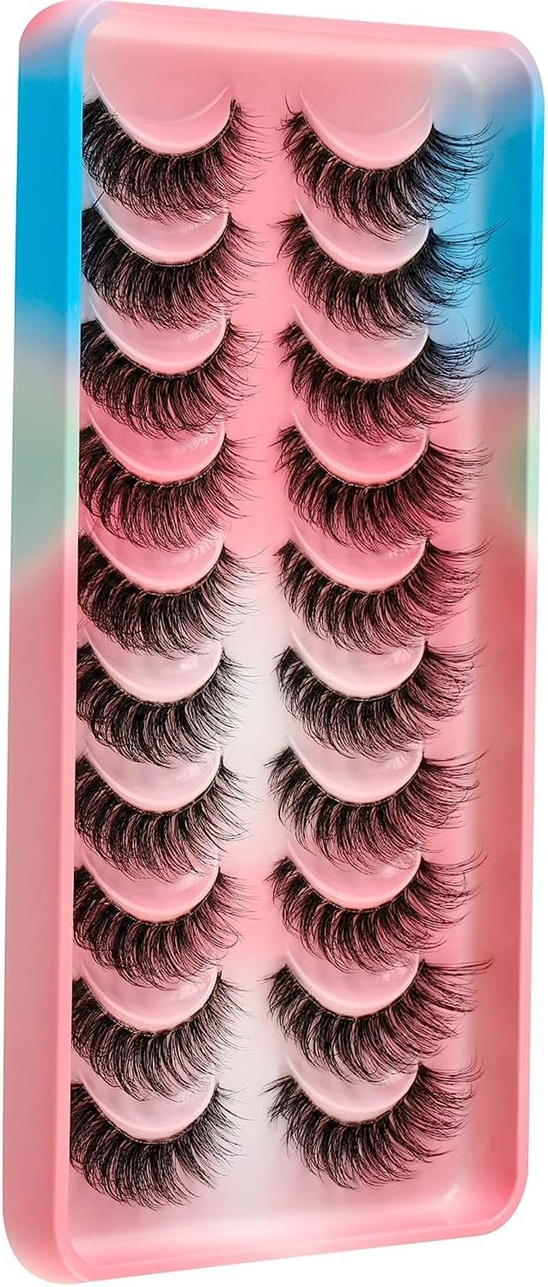 Clear Band False Eyelashes 10 Pairs 3D Natural Look Cat Eye Short Supernatural Cross Soft Reusable Lashes (AWH167)