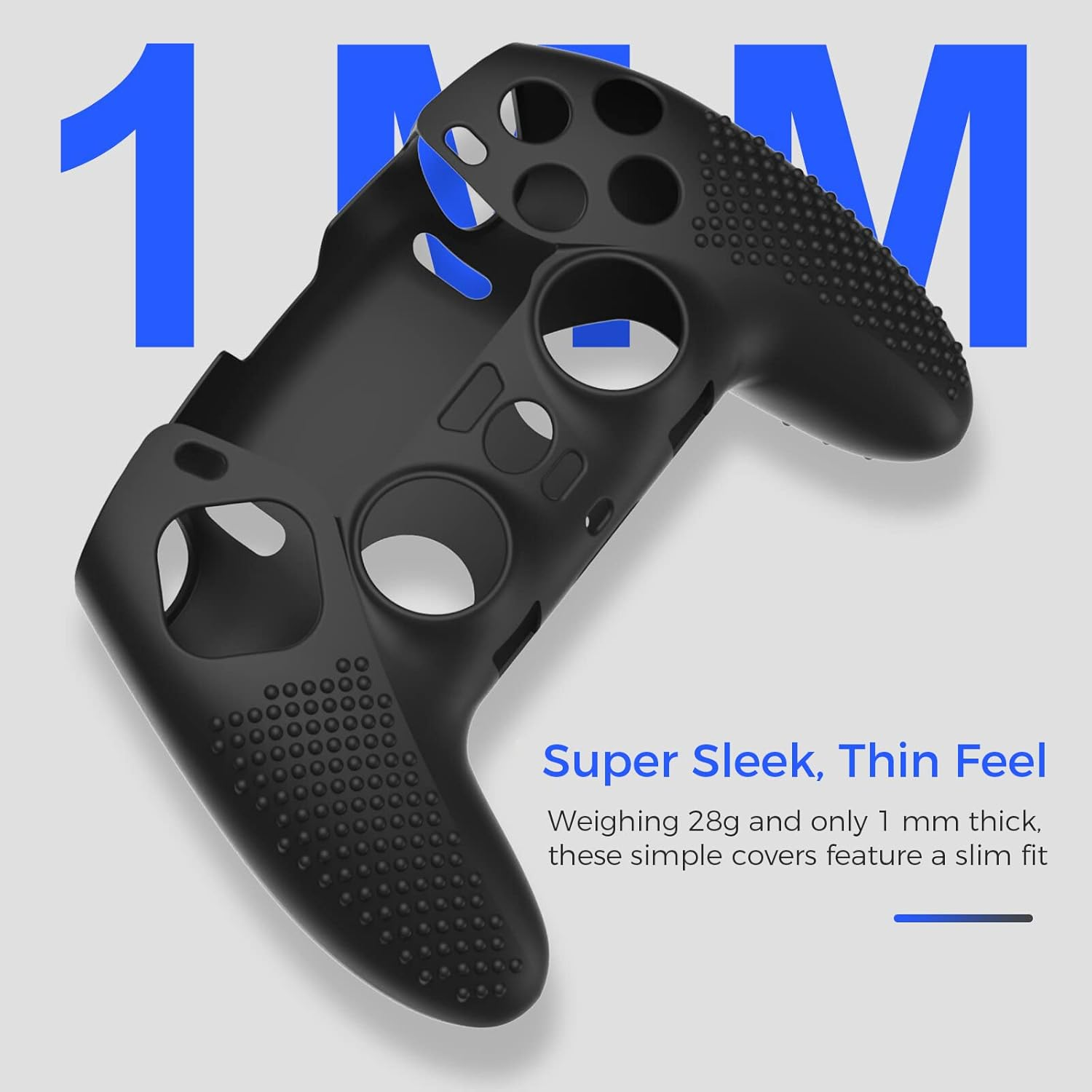 Anti-Slip Cover for PS5 Dualsense Controller, Accessories Including Cover for Dualsense Edge, Thumb Caps, Triggers Extenders, and Touchpad Sticker image number 2