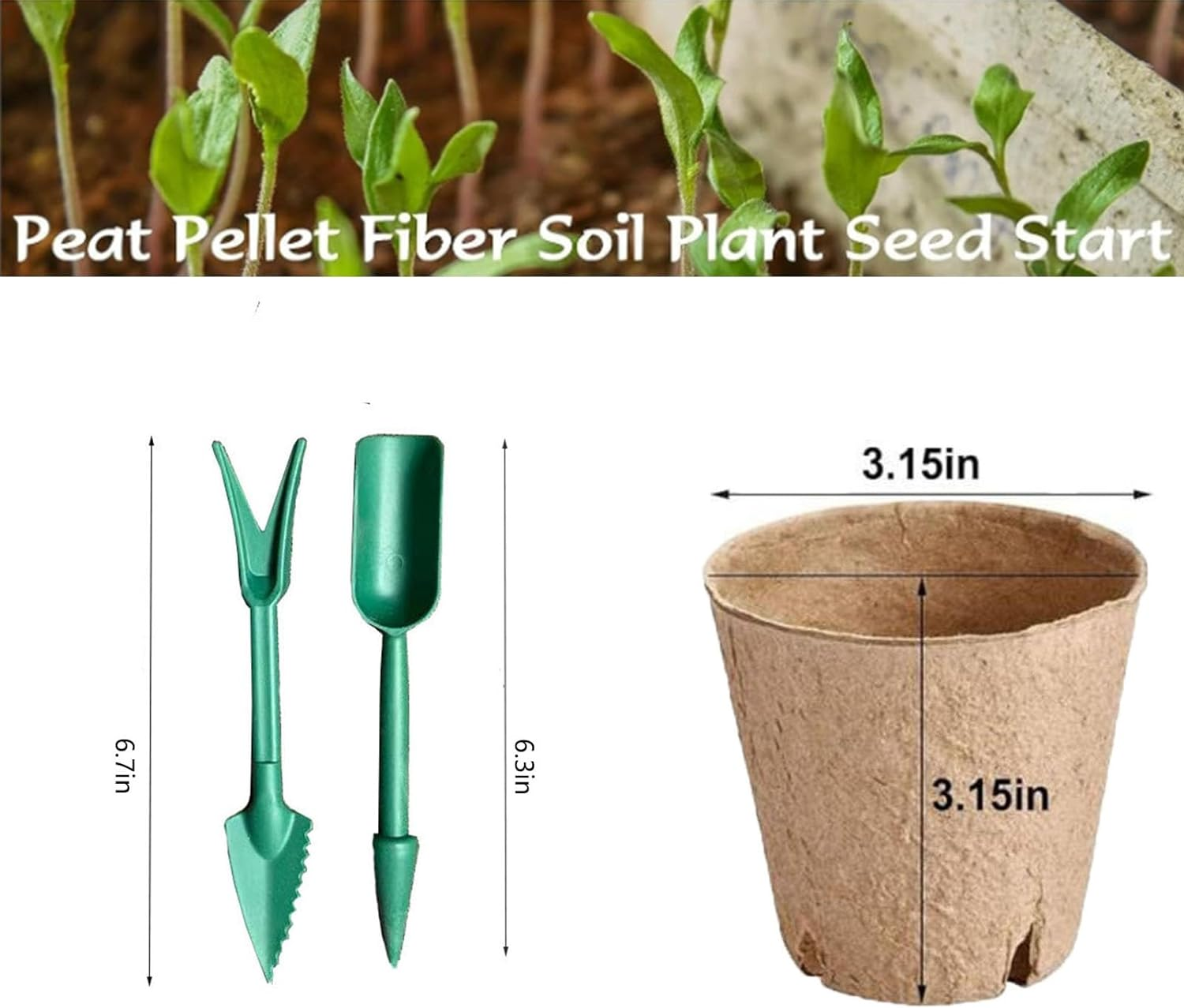 50 Packs of 3.15Inch Peat Pots,Entry-Level Garden and Nursery Seed Pots,Biodegradable Peat Pot Set with 50 Plant Labels and 2 Transplant Tools image number 2