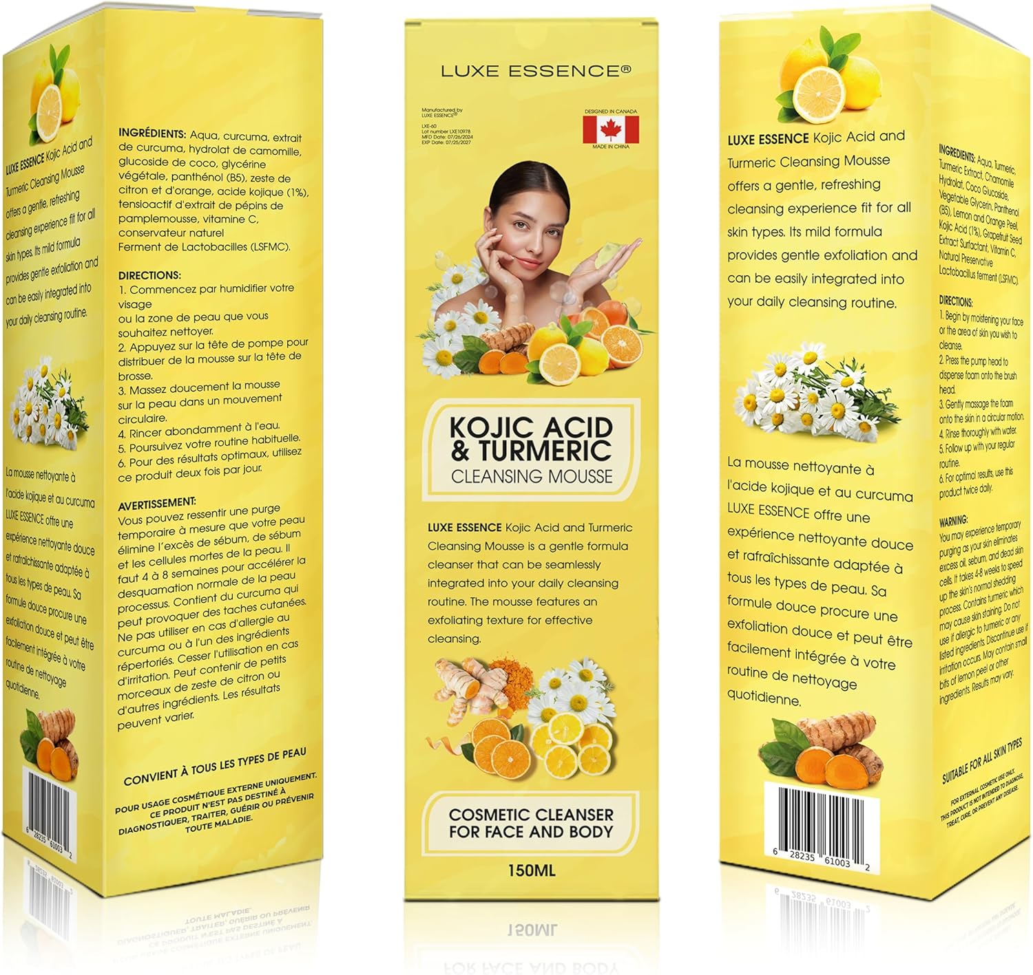 Premium Kojic Acid and Turmeric Mousse Cleanser 150Ml | Kojic Acid and Turmeric Infused Mousse Cleanser | Skin Brightening | Moisturizing and Hydrating | for Face and Body | Deep Clean for Men and Women and All Skin Types