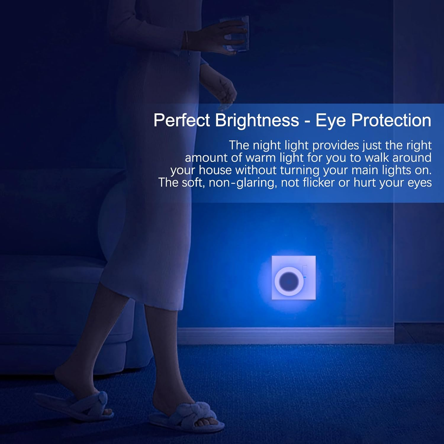 VIPMOON 4Pack Plug in Night Light, Auto Dusk to Dawn Sensor, Indoor Kid Baby Night Light Sensor, Auto LED Night Lights for Bedroom, Bathroom, Wall, Stairs, Cabinet, Hallway. AU Plug Blue