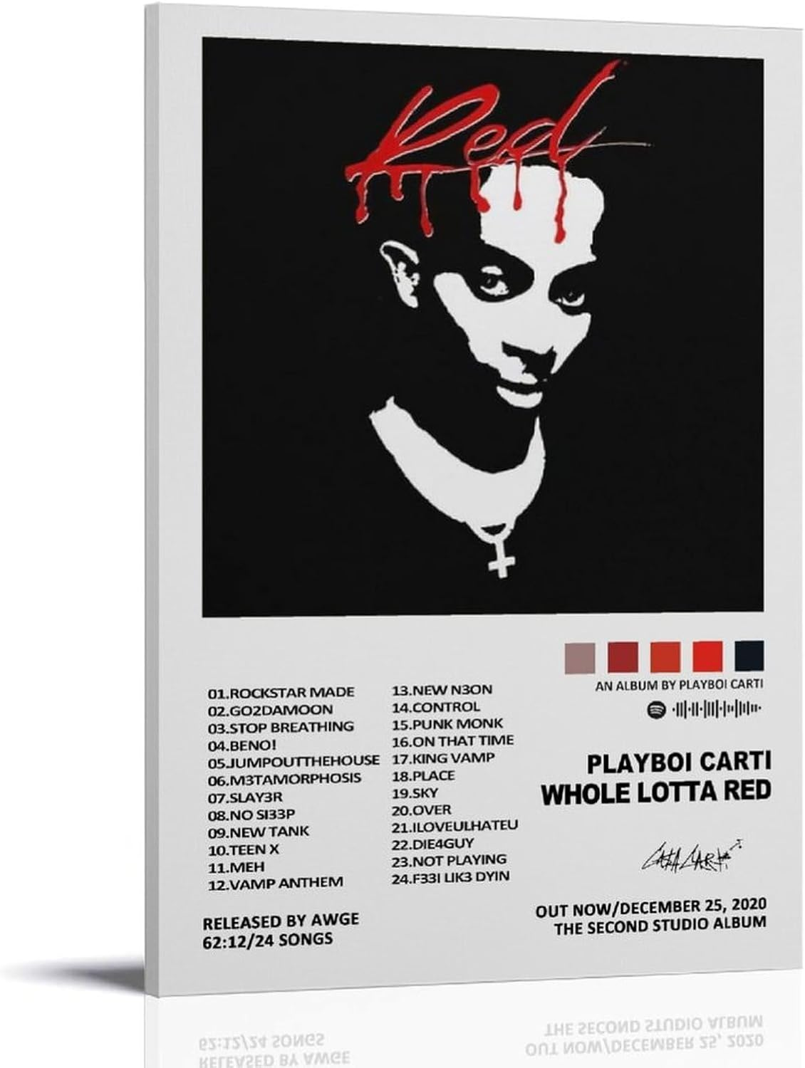Playboi Poster Carti Whole Lotta Red Music Album Poster Canvas Painting Wall Art Picture Home Decor Print for Bedroom Living Room Dorm Study Bar Office 12X18Inch(30X45Cm)