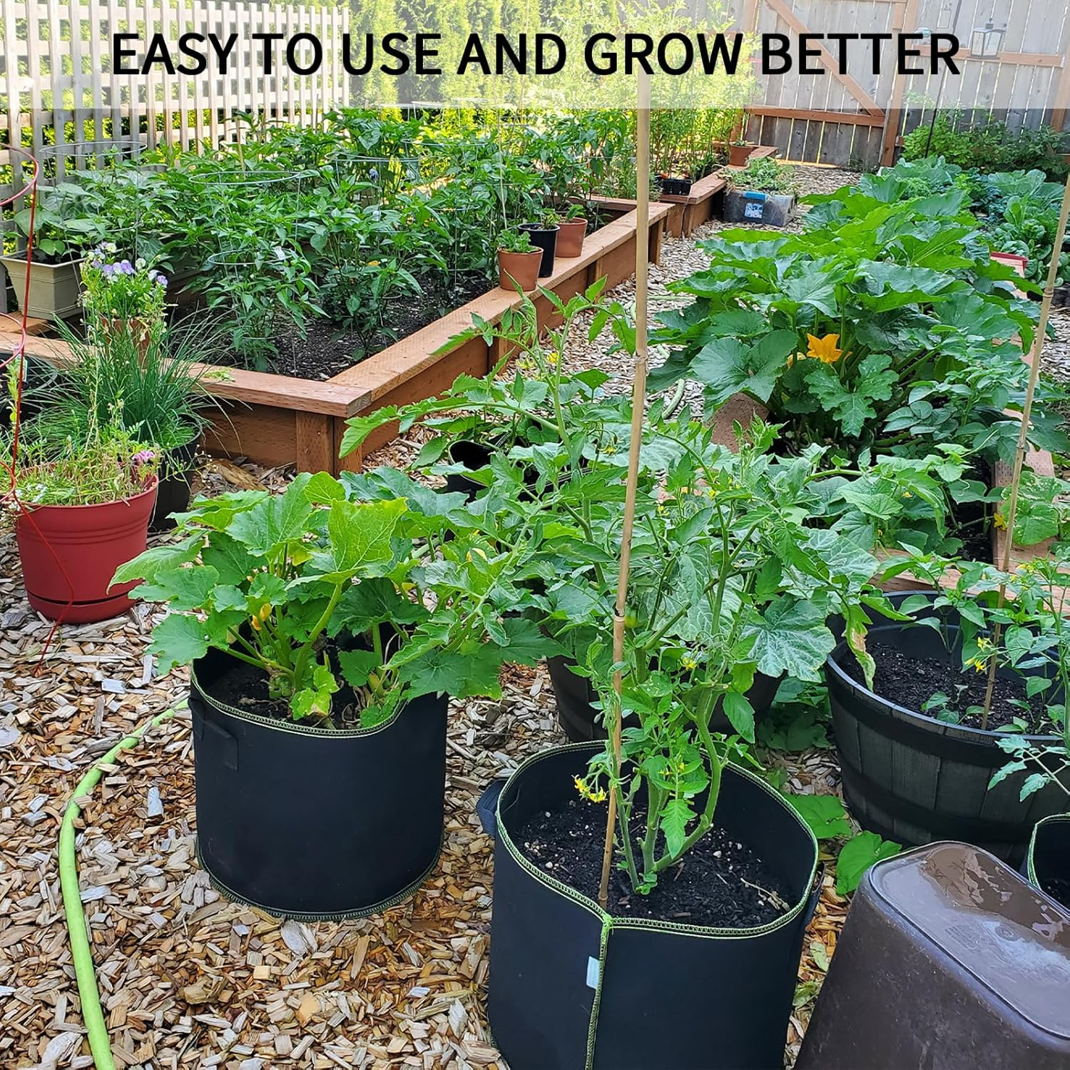 5-Pack Plant Grow Bags, Heavy Duty Nonwoven Aeration Fabric Pots, Reusable Garden Planter Pots for Vegetables, Flowers, Plants (12 Gallon) image number 2