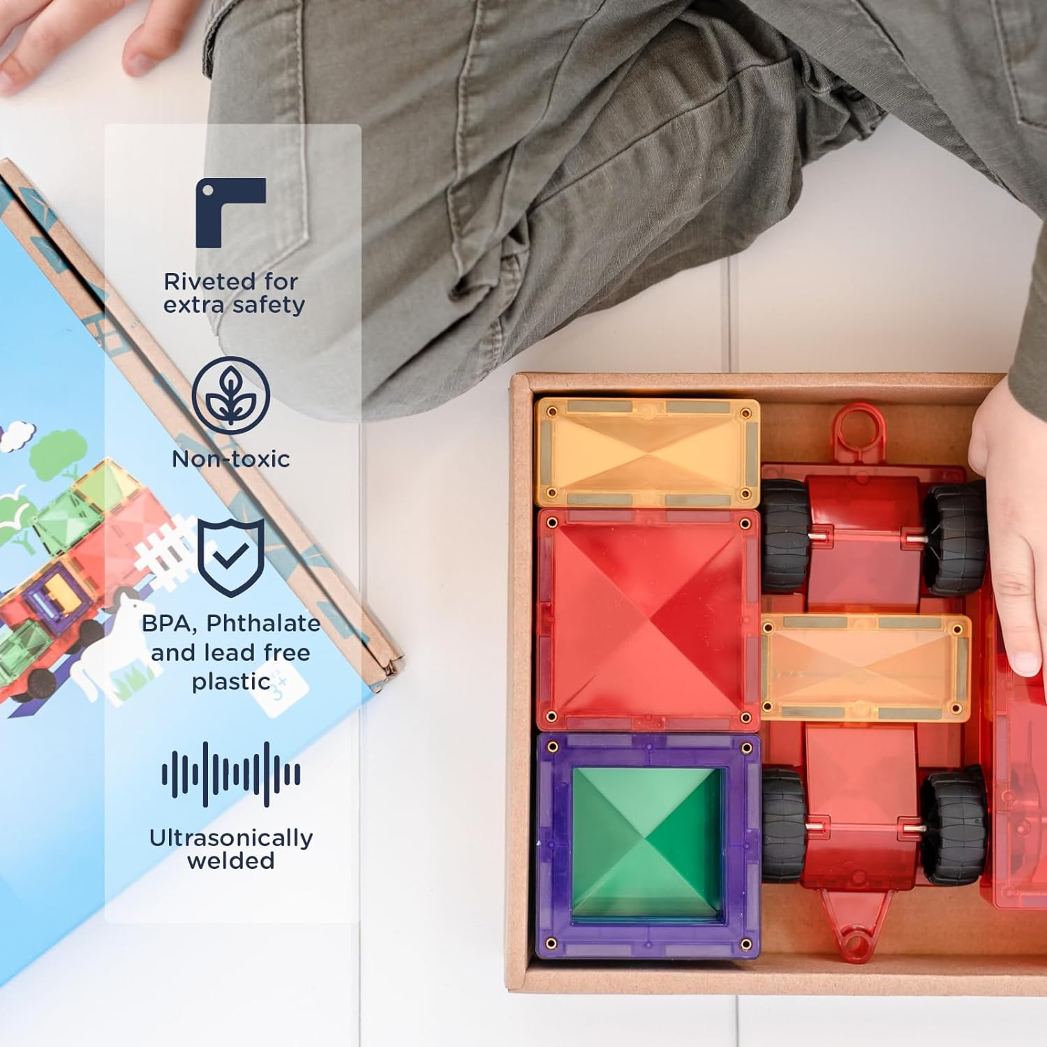 CONNETIX Magnetic Tiles Rainbow Motion Pack, 24 Pieces image number 2