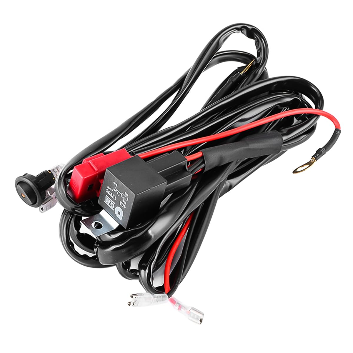 NUZAMAS LED Light Heavy Duty Wiring Harness Kit 12V/40A Fuse Relay On/Off Switch Relay for Work Lights off Road Driving Lights Two Lead image number 1
