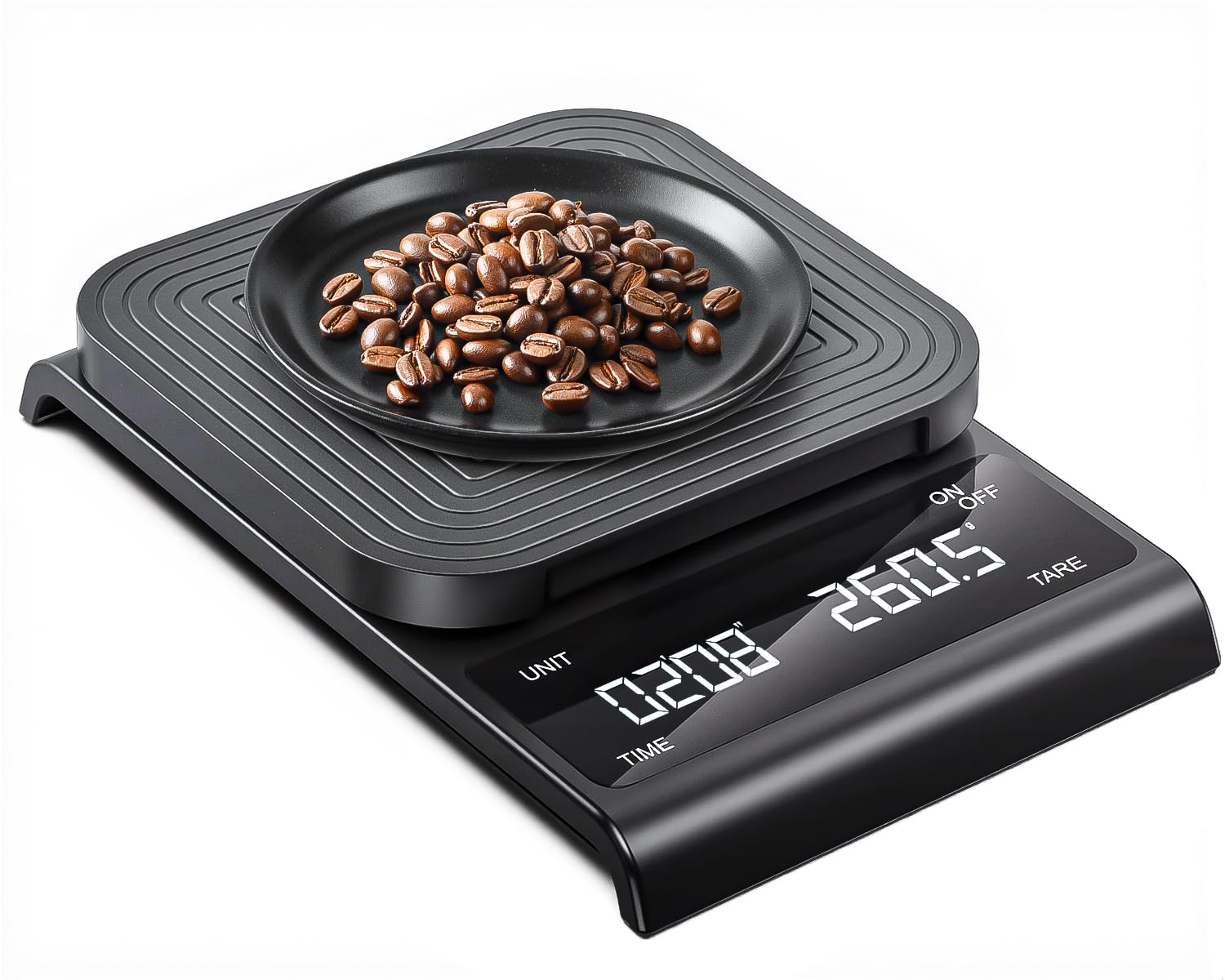 Coffee Scale with Timer - 3Kg/0.1G High Precision Small Kitchen Scales for Espresso and Pour over Coffee, Rechargeable Digital Food Scale with Auto Tare, Touch Sensor and Silicone Cover, Black image number 4