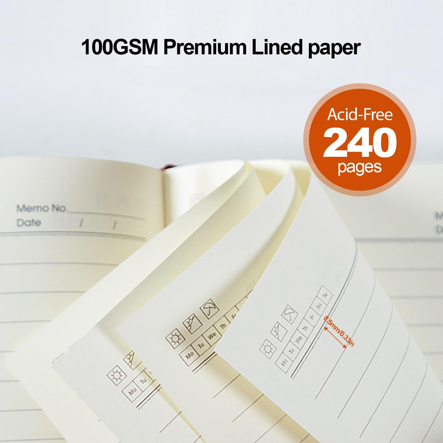 Blue A5 Lined Leather Journal Notebook, 5.9 X 8.4" Personalized Hardcover Journal, 200 Pages of 100 GSM Thick Ruled Paper, Daily Diary for Men and Women, Perfect for School, Travel, Business, Work, and Home Writing Blacka (Black)