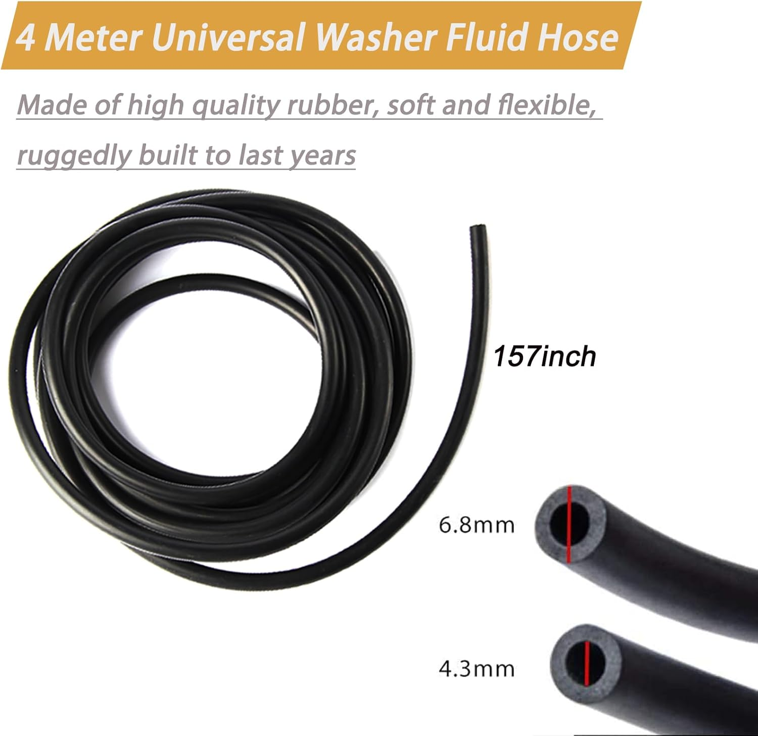 Windshield Washer Hose Kit - 4 Meter Universal Washer Fluid Hose with 12 Pcs Hose Connectors, Suitable for Most Windshield Washer Nozzle Installation, Connect Car Water Pump and Nozzles image number 3