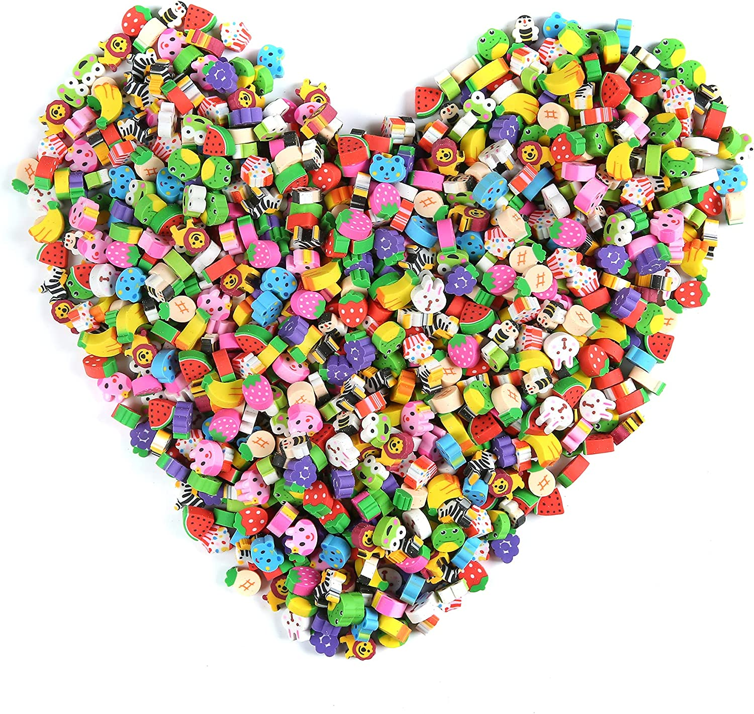 MGTECH 1000 Pieces Mini Animal Fruit Erasers for Kids Bulk, Small Cute Pencil Erasers Assortment for Home School Work Rewards, Party Favor and Gift Filling image number 5