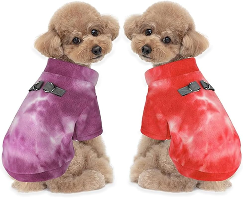 Dog Small Medium Dogs Tie Dye Pet Coat Dog Clothes Dog Pajamas Fall Winter Daily Warm Polar Fleece Soft Doggie Halloween Christmas Festival Apparel for Dogs Cats (Pink White, M) image number 3