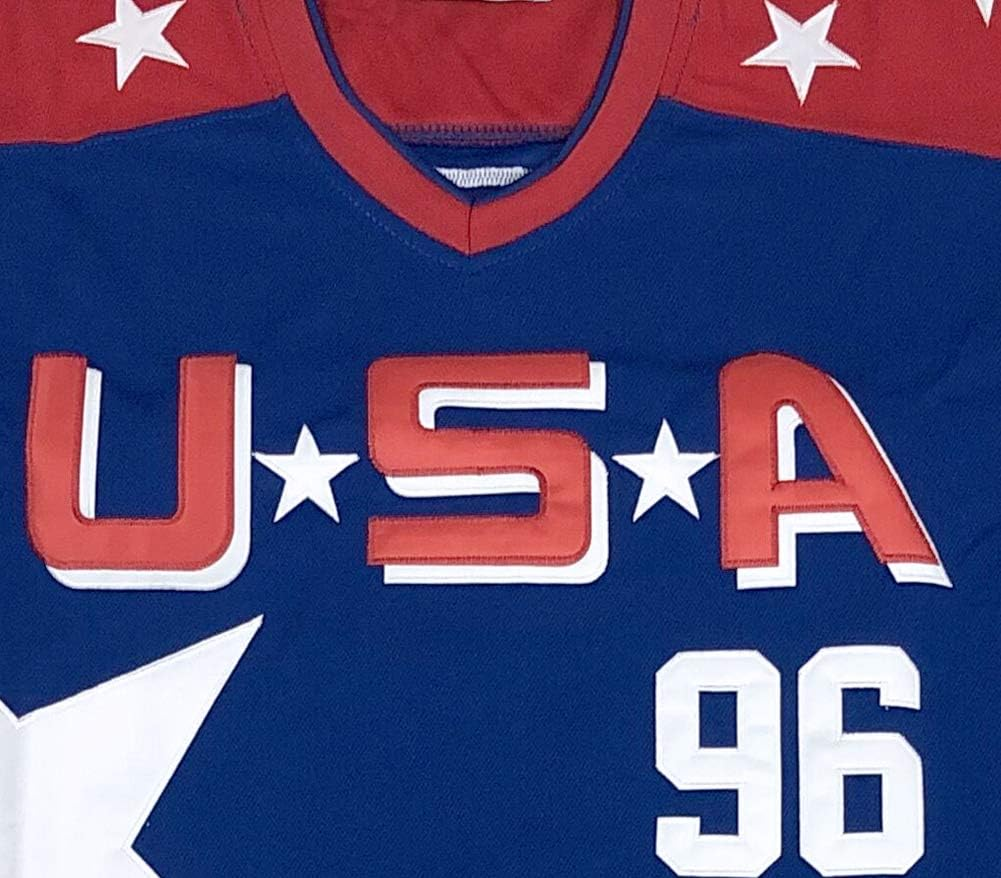 Men'S #96 Charlie Conway Mighty Ducks Team USA Movie Hockey Jersey Stitched Size S Blue image number 1