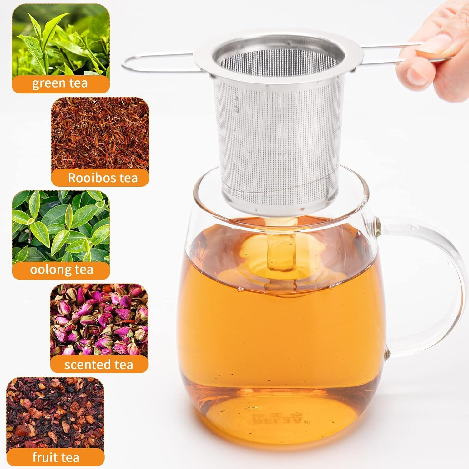 Tea Infuser Strainers for Loose Tea, WADY 2 Pcs Tea Infuser, 304 Stainless Steel Tea Strainer with Lid and Foldable Handle, Tea Filter for Teapots Cups Mugs to Brewing Steeping Loose Leaf image number 6