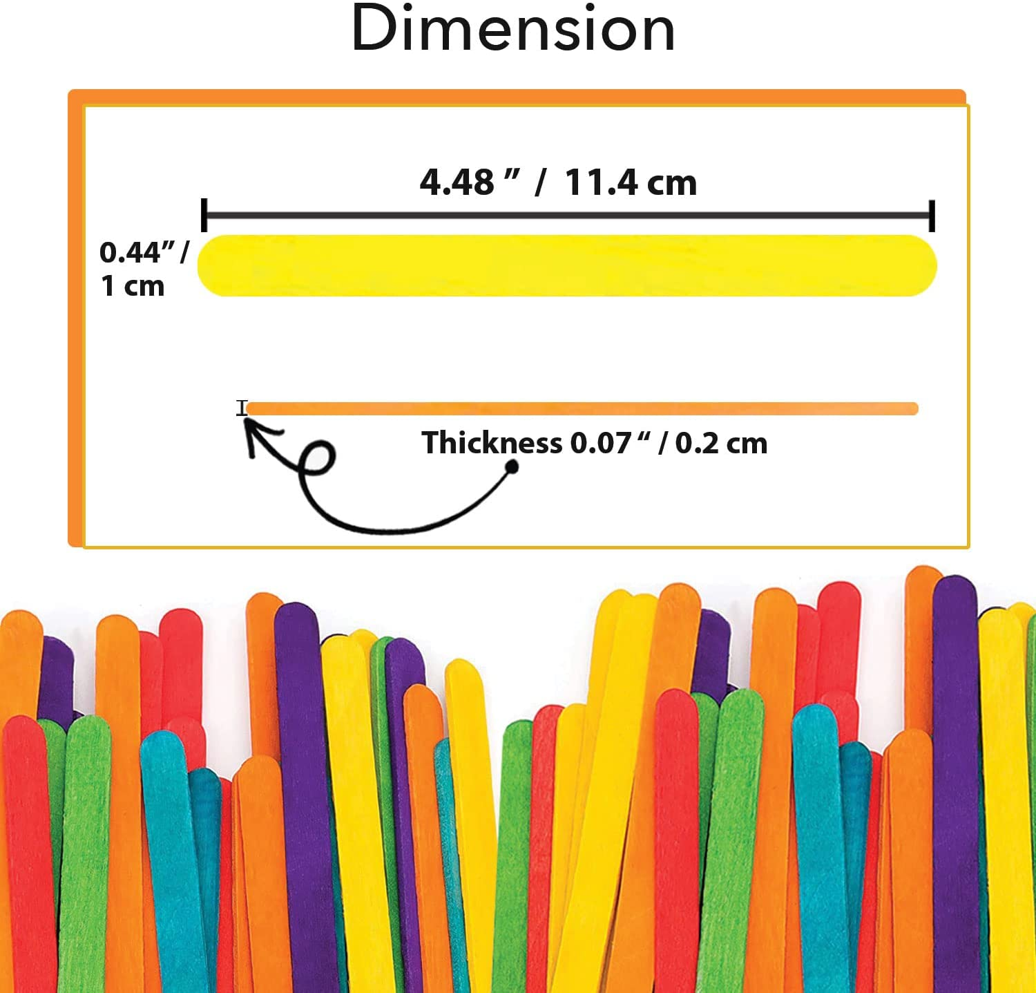 200 Pcs Assorted Colored Wooden Craft Sticks, Rainbow Popsicle Stick, Arts and Crafts, Best for DIY Games Making, Building Designs or Kids Education, 4.5 Inch Long image number 4