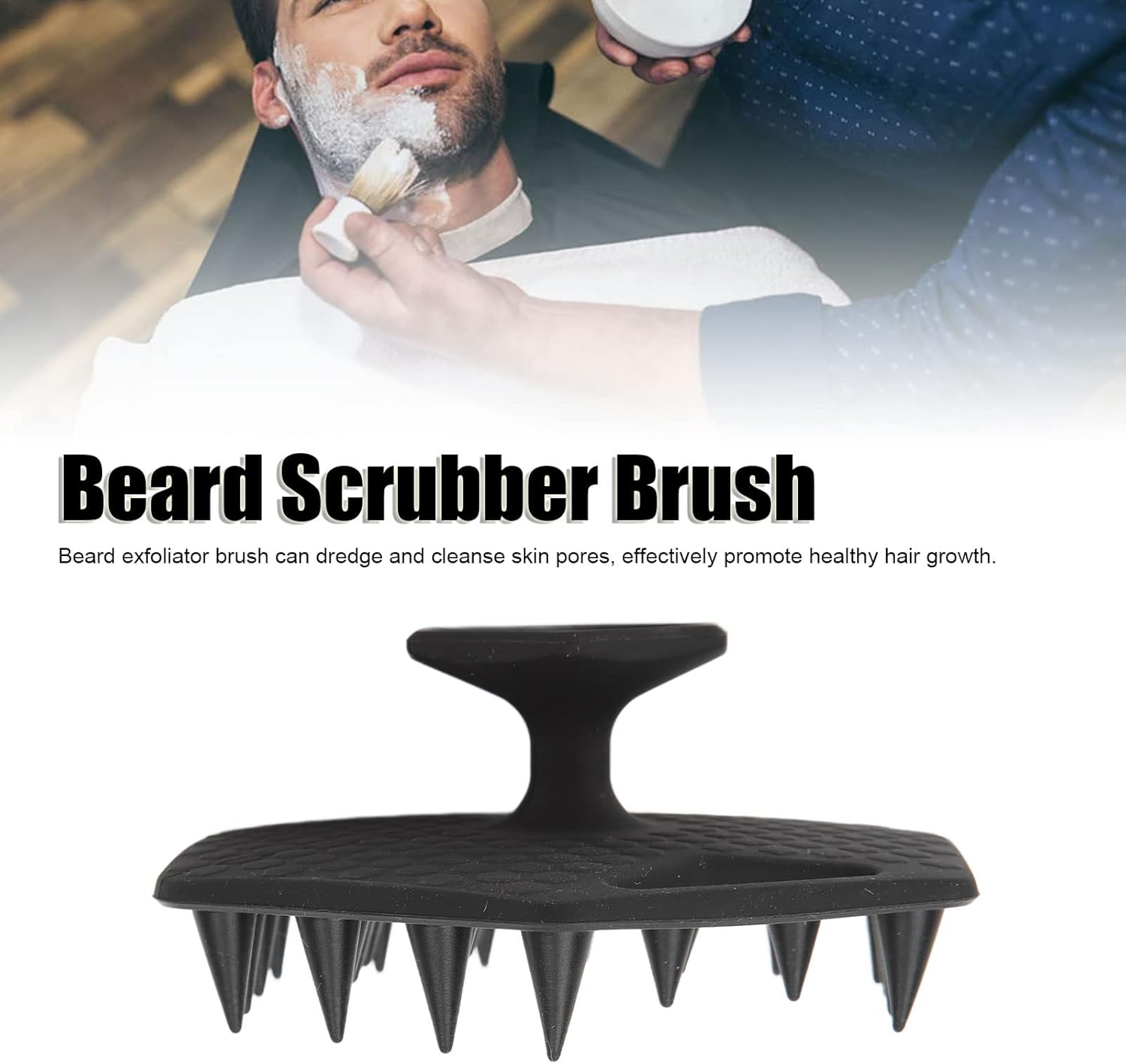 Silicone Beard Scrubber for Men, Facial Hair Exfoliator & Brush, Deep Cleans, Unclogs Pores, Promotes & Removes Beardruff, Face Scrubber Exfoliator Face Brush (Black) image number 6