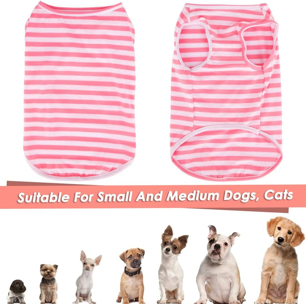 Slowton Dog Shirts Cotton Striped T-Shirts, Breathable Basic Vest Dog Clothes Sweatshirt for Small to Medium Dogs, Fashion & Cute Color for Boys and Girls image number 2