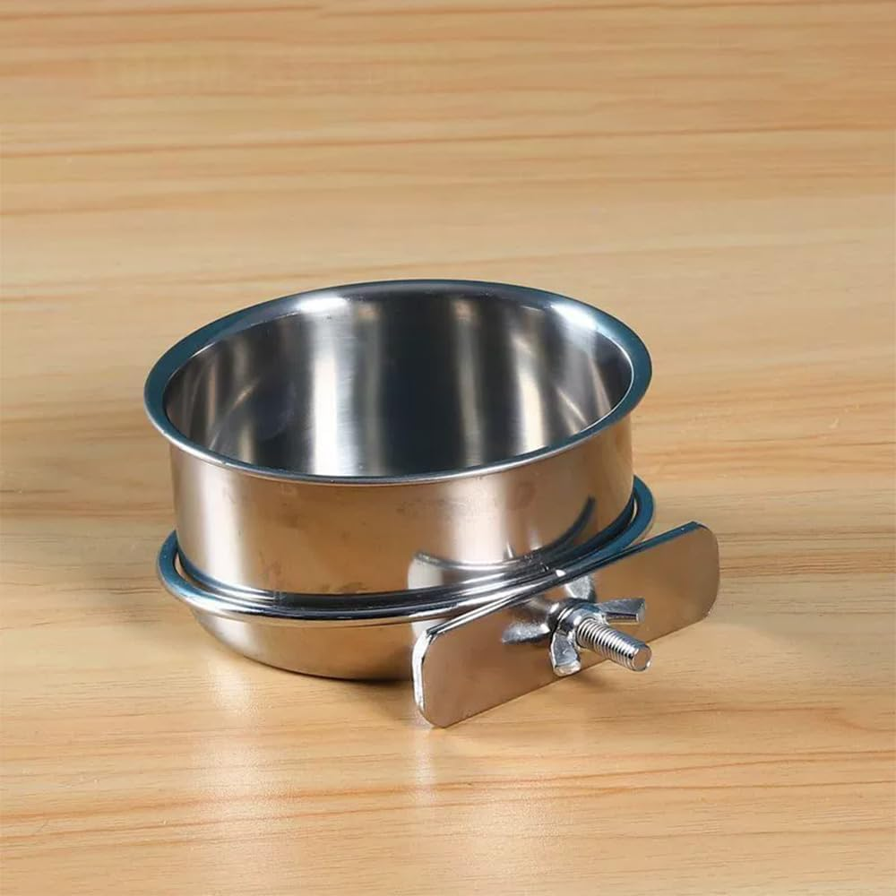 2Pcs Stainless Bird Feeding Bowls,Parrot Feeding Cup,Chinchilla Foods Water Bowl,Birds Cage Feeders and Waterers Parrot Food Bowls Clamp Holder Cup image number 3