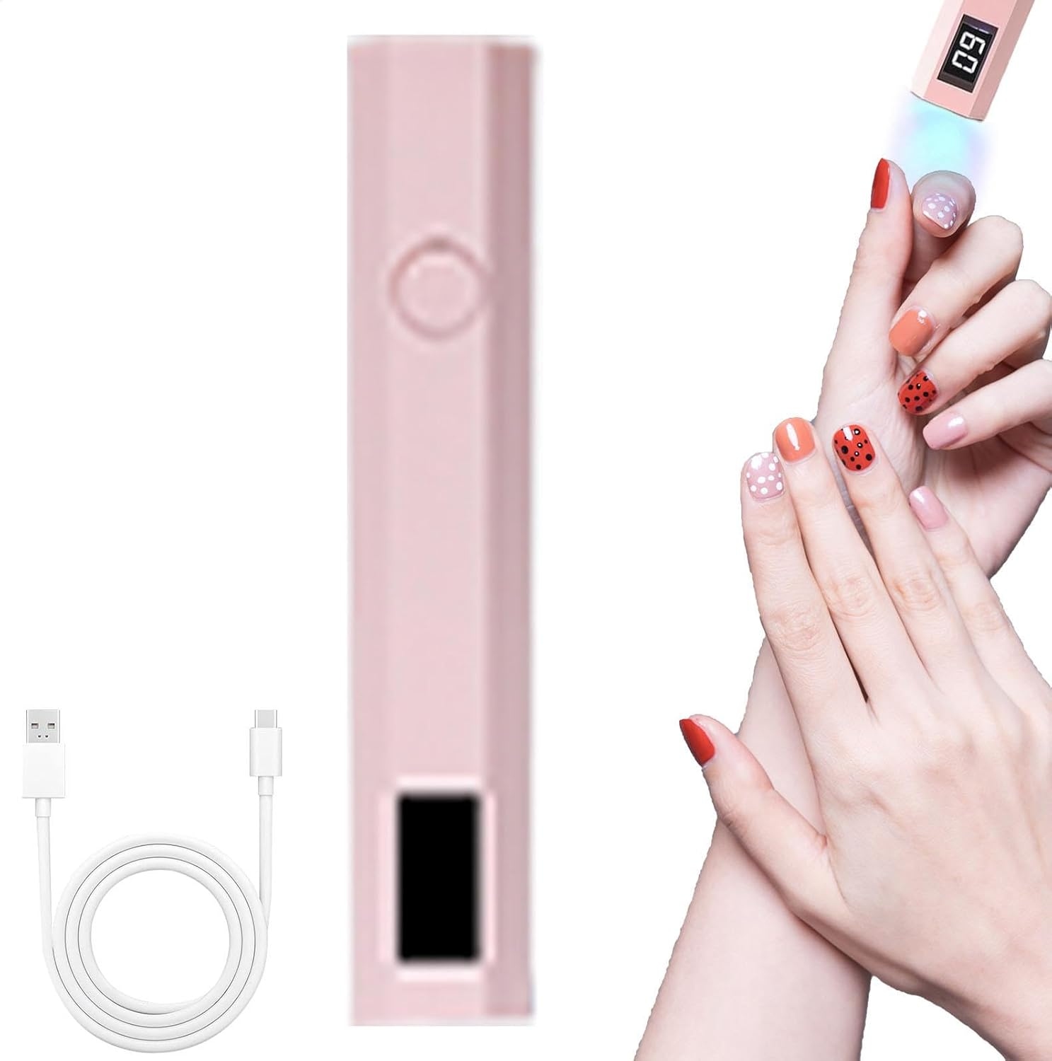 Single Gel Nail UV Light, Single Nail UV Light - LED Display Small Light Pen for Nails,Wireless Timer Lamp 2, Professional Portable Dryer for Autoco