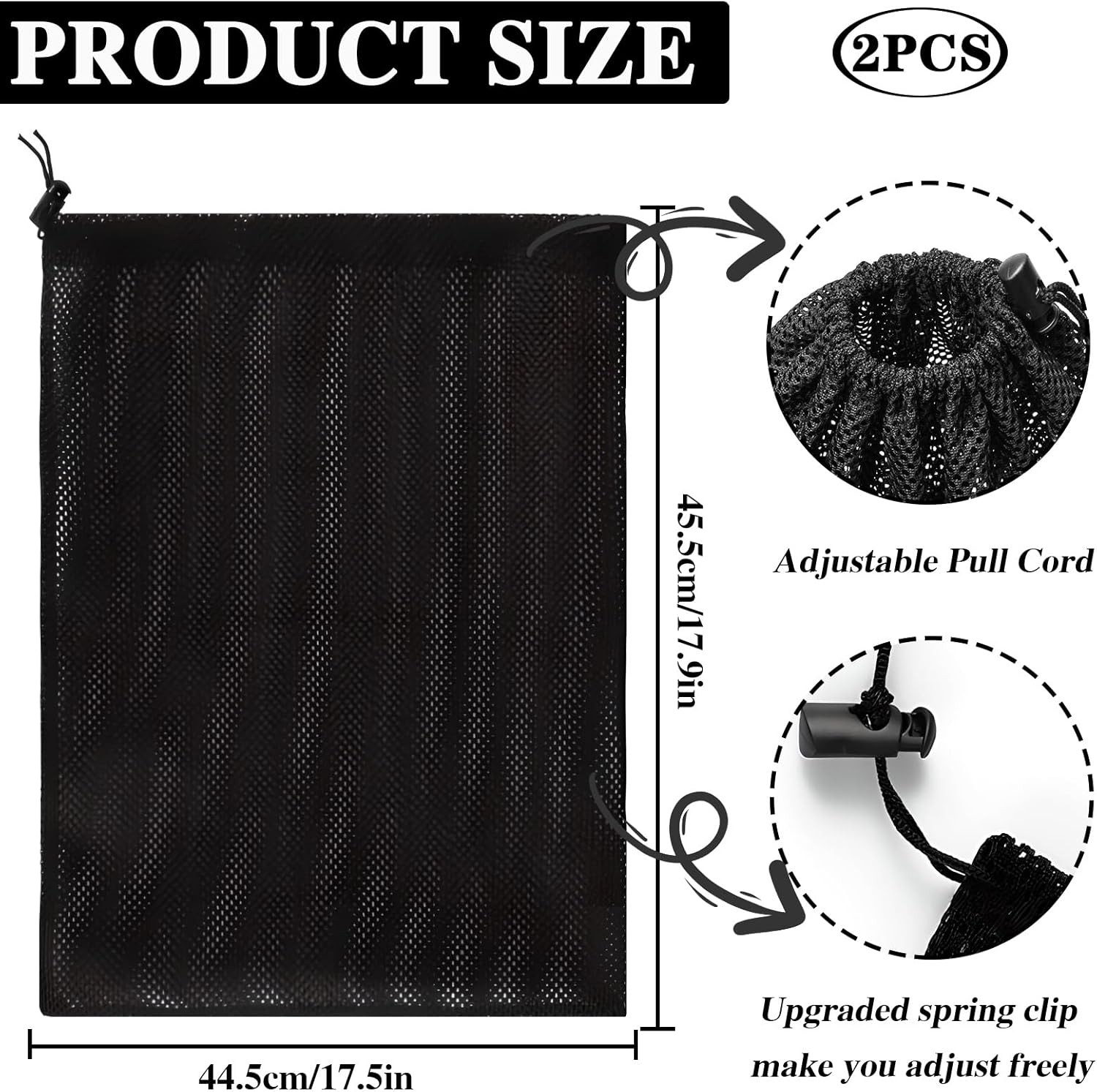 2 Pack Pump Barrier Bag, Black Filter Media Bag, Pump Mesh Bag for Outdoor Water Ponds Filters image number 2