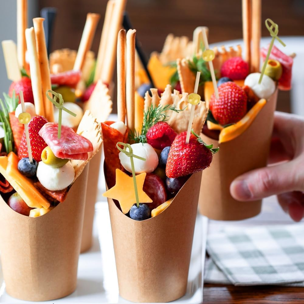 Valentines Day Decorations Charcuterie Cups with Sticks 60 Sets 12Oz French Fry Cups with Cocktail Picks Charcuterie Boards Accessories Party Supplies 60 Cups+200 Sticks+60 Bags+60 Labels image number 2