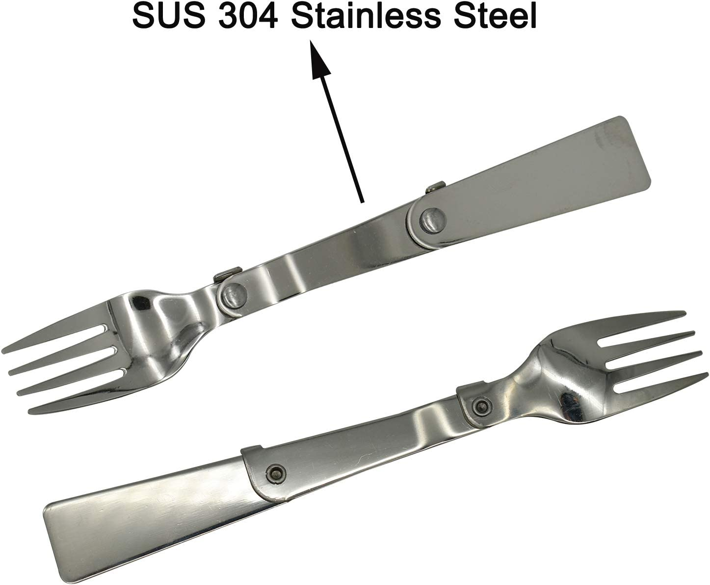 Maydahui 6 PCS Foldable Spoon Fork Portable Camping Cutlery SUS 18/10（304）Stainless Steel Spork Multi-Functional Folding Fruit Forks for Travel Outdoors Tableware Hiking Survival Camping image number 3