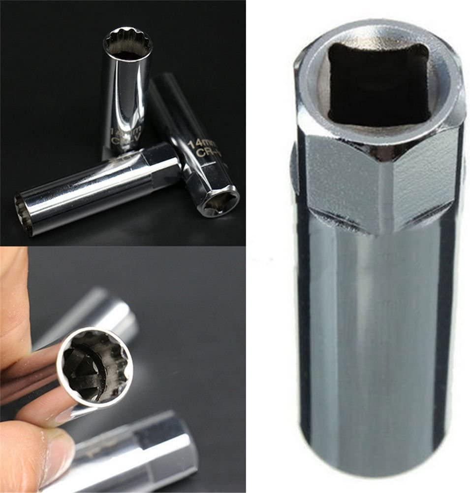 QISF 14Mm & 16Mm Spark Plug Socket Thin Wall 12-Point Removal Tool 3/8 Inch Square Drive Set (Spark Plug Socket) image number 1
