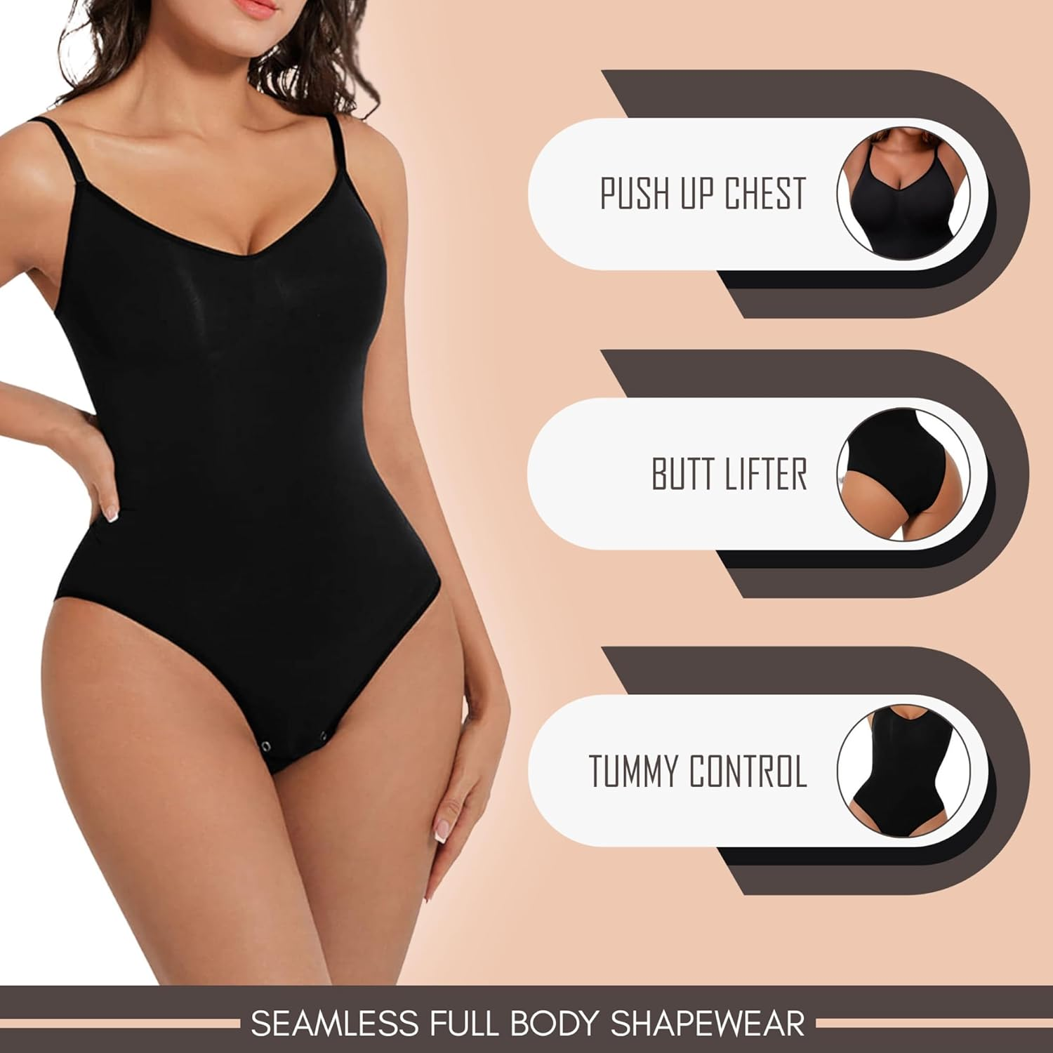 Seamless Bodyshaper Bodysuit for Women - Full Body Shapewear Body Sculpting Suits Sleeveless round Neck image number 1