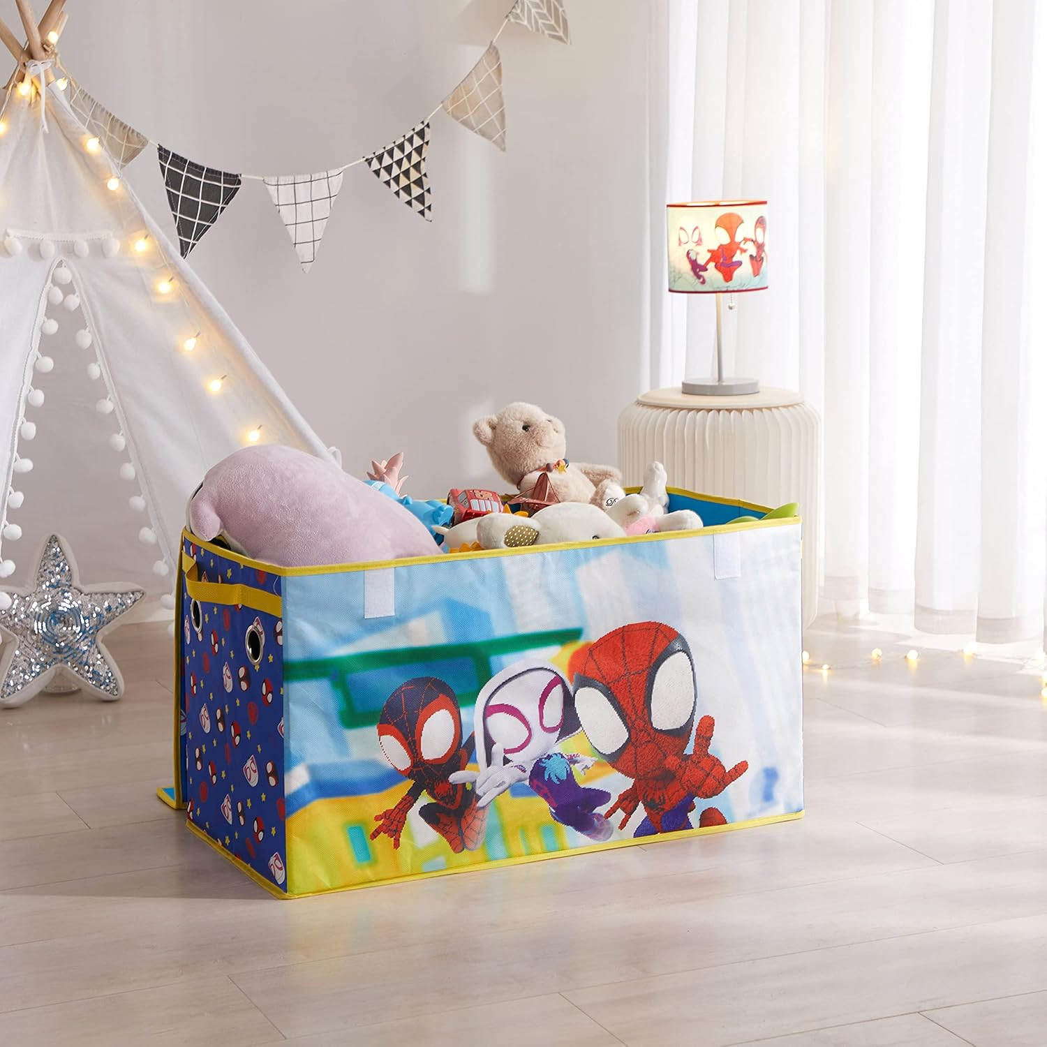 Idea Nuova Marvel Spidey and His Amazing Friends Collapsible Children&rsquo;S Toy Storage Trunk, Durable with Soft Lid, 28.5"X14.5"X16" image number 5