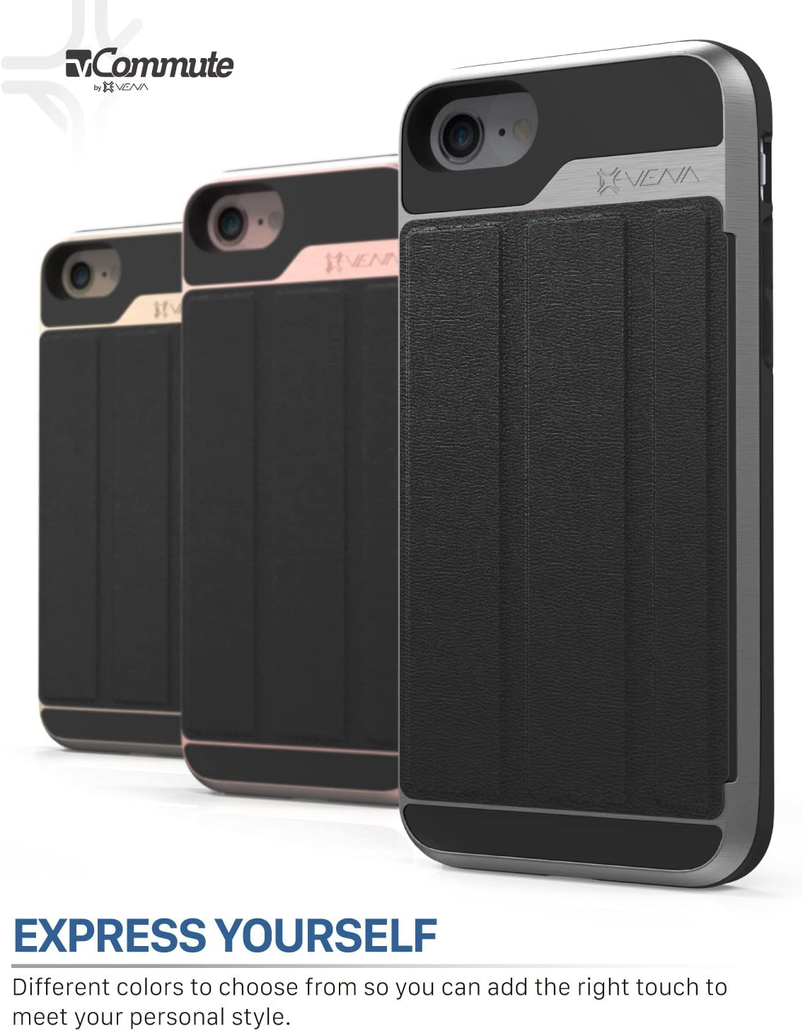 Vena Iphone SE 2020 / Iphone 8 7 Wallet Case, Vcommute (Military Grade Drop Protection) Flip Leather Cover Card Slot Holder with Kickstand Compatible with Apple Iphone SE2 8 7 (4.7-Inch) - Space Black image number 6