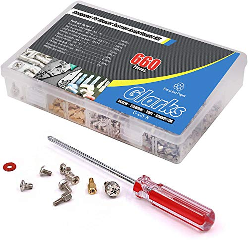 Glarks 660-Pieces Phillips Head Computer PC Spacer Screws Assortment Kit for Hard Drive Computer Case Motherboard Fan Power Graphics (Extra: Phillips Screwdriver) image number 2