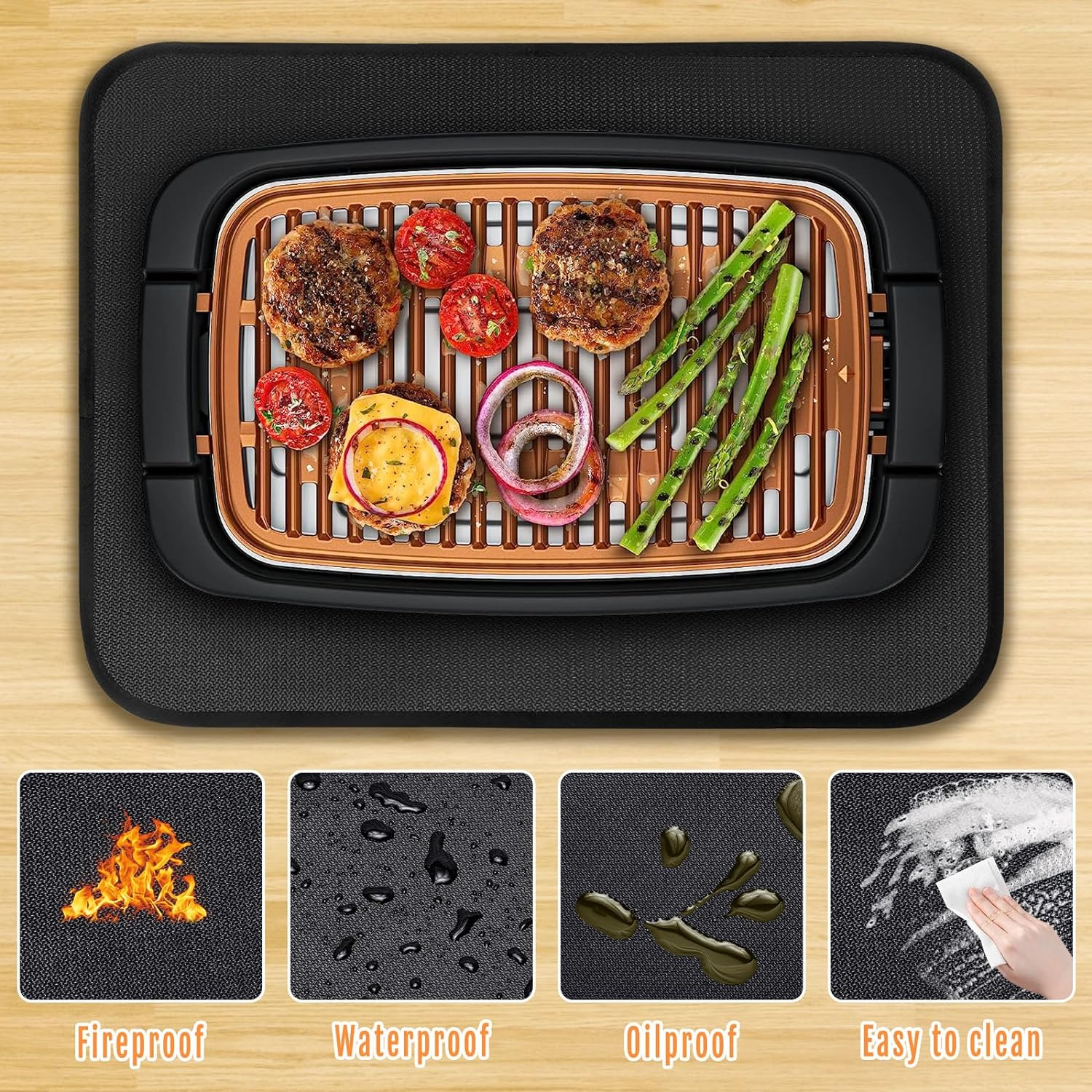 24X18 Inches under Grill Mat for Outdoor Tabletop Grill Deck Protector,4-Layer Tabletop Fire Pit Mat for Solo Stove,Fireproof Heat Resistant Mat for Countertop/Patio Protection,Waterproof/Oil-Proof image number 6