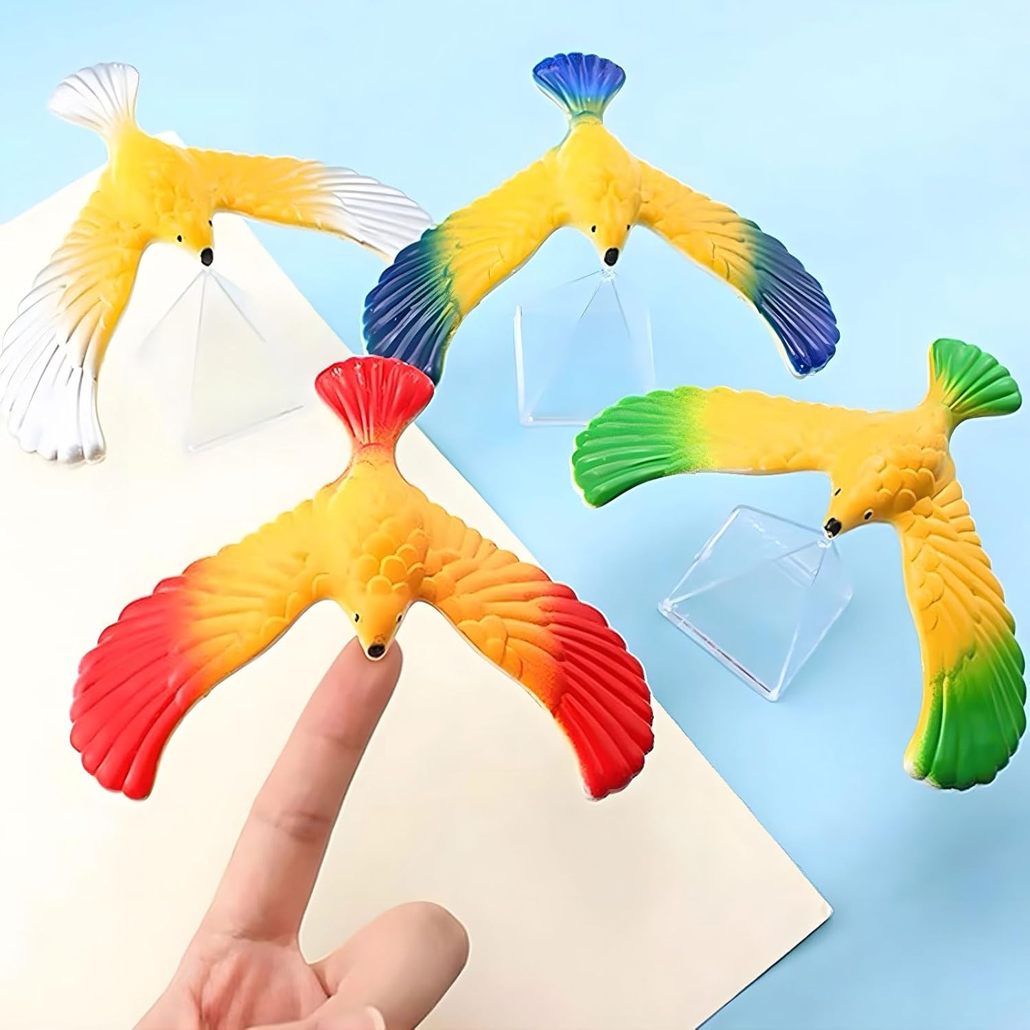 5Pcs Balancing Bird Gravity Bird with Pyramid Combination Set Children Physical Science Adults Office Desktop Novelty Eagle Trick Party for Kids Decompression Gift (5Pcs) image number 2