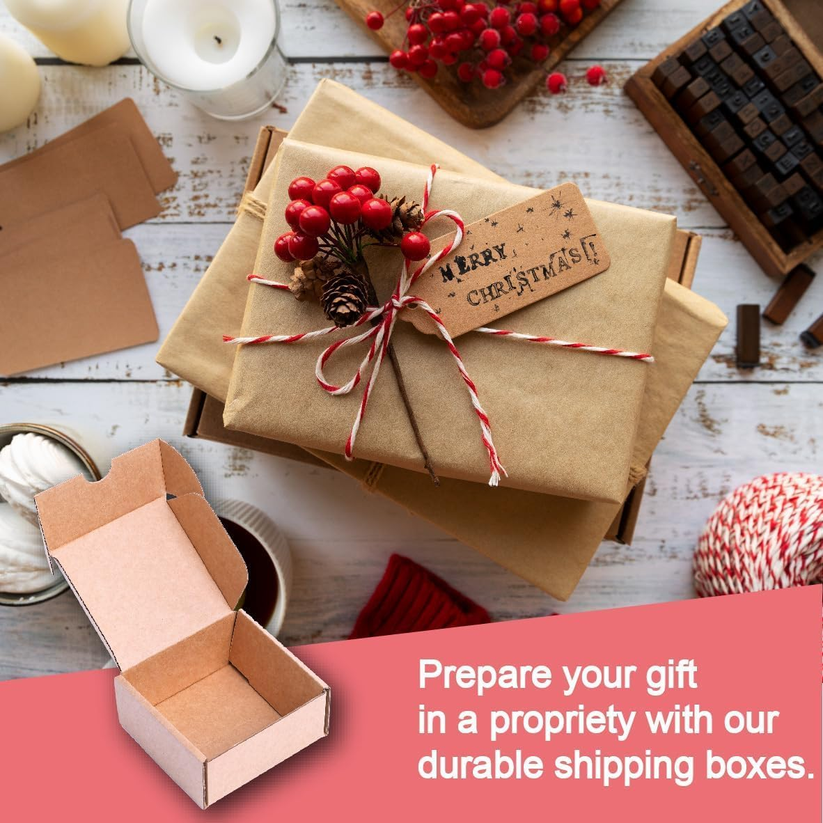 25 Pack Small Shipping Boxes - 9X6X2 Inch Kraft Corrugated Packaging for Jewelry, Gifts, Christmas or Bridal Proposal image number 1