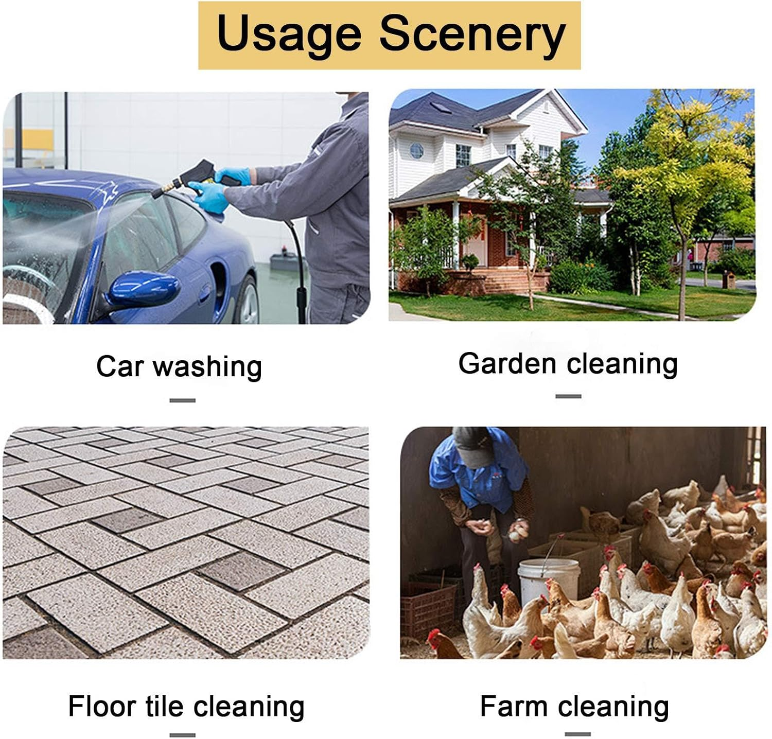 High Pressure Washer Short Gun, M22 14 Mm Car Wash Gun Spray Fitting Nozzle Tip 5 Pcs 4000 PSI, Quick Connect Cleaning Water Gun, Hot and Cold Water Replacement for Car Cleaning image number 5