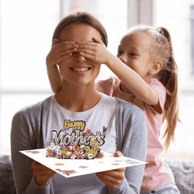 Magic Ants 3D Pop-Up Mother&rsquo;S Day Card &ndash; "Happy Mother&rsquo;S Day" with Glittery Floral Design, Yellow and Silver Script, Colorful Flowers, Lavender Sprig, Includes Envelope and Blank Notecard for Mom, Stepmother, Mother in Law, Grandma, Wife, Sister, Aunt image number 6