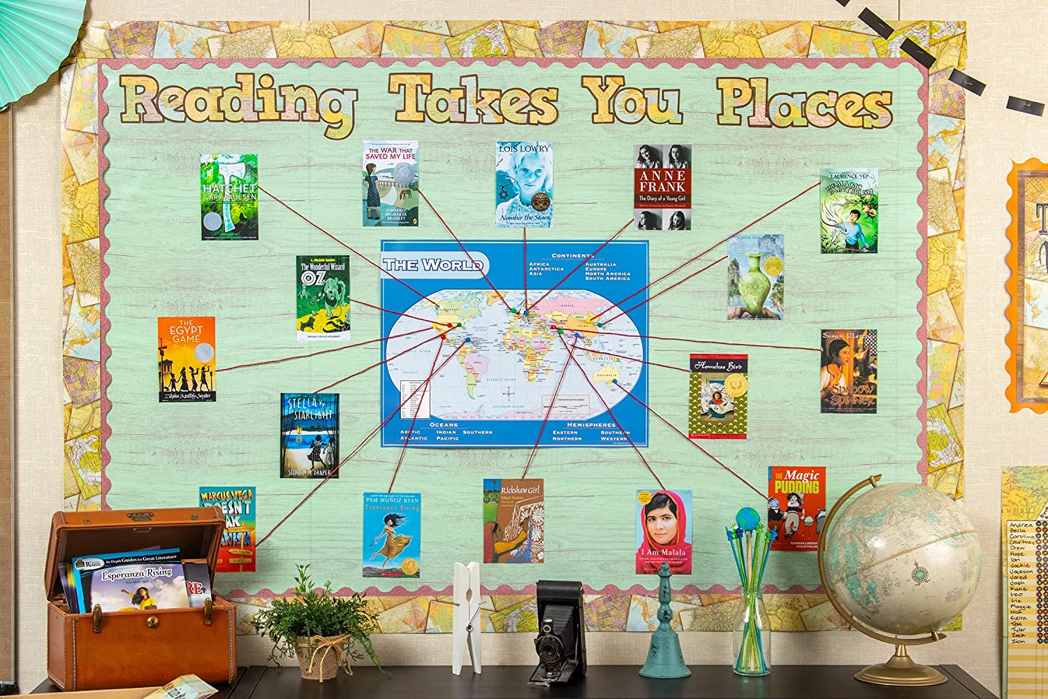 Teacher Created Resources Travel the Map Straight Rolled Border Trim - 50Ft - Decorate Bulletin Boards, Walls, Desks, Windows, Doors, Lockers, Schools, Classrooms, Homeschool & Offices image number 2