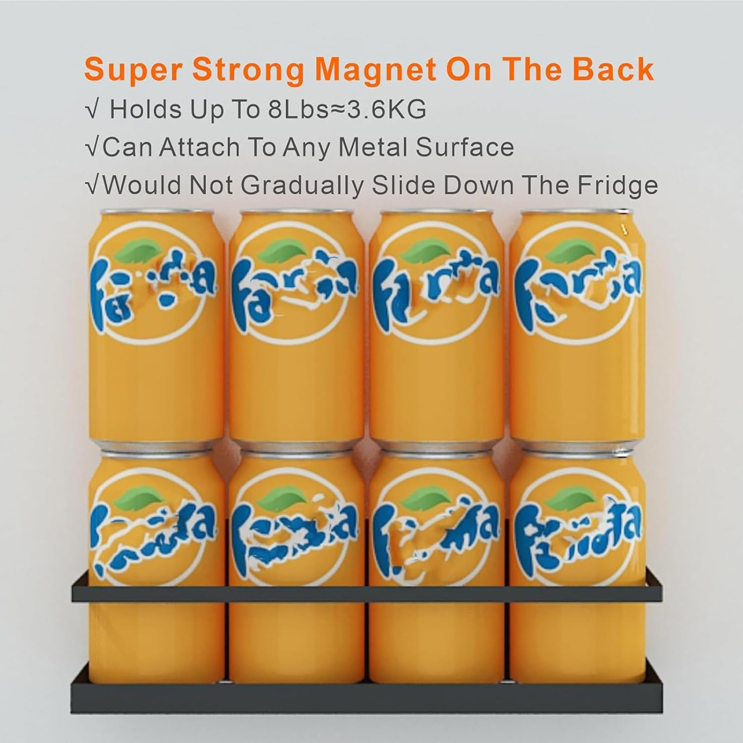 Magnetic Spice Storage Rack for Refrigerator, Kitchen Fridge Magnet Organizer Shelf, Black 3-Piece Set image number 6