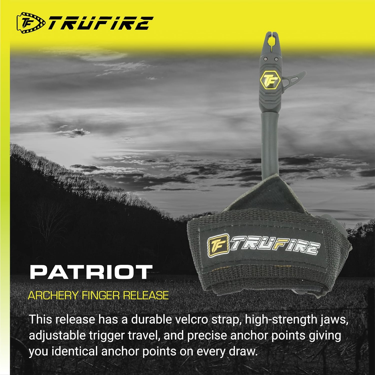 Trufire Patriot Archery Compound Bow Release - Adjustable Black Wrist Strap image number 3