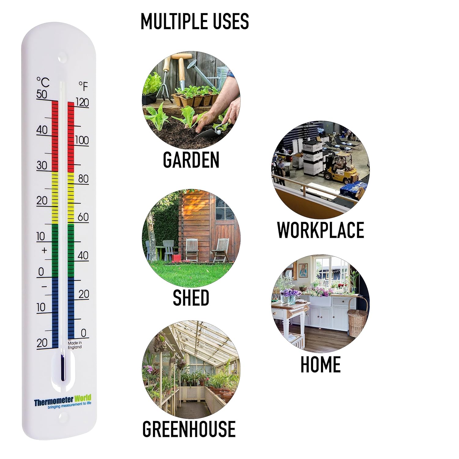 Large Outdoor Thermometer 380 Mm - Garden Thermometer Outdoor Made in UK with Colour Coded Zones for Use in Garden Greenhouse Patio Sun Terrace image number 5