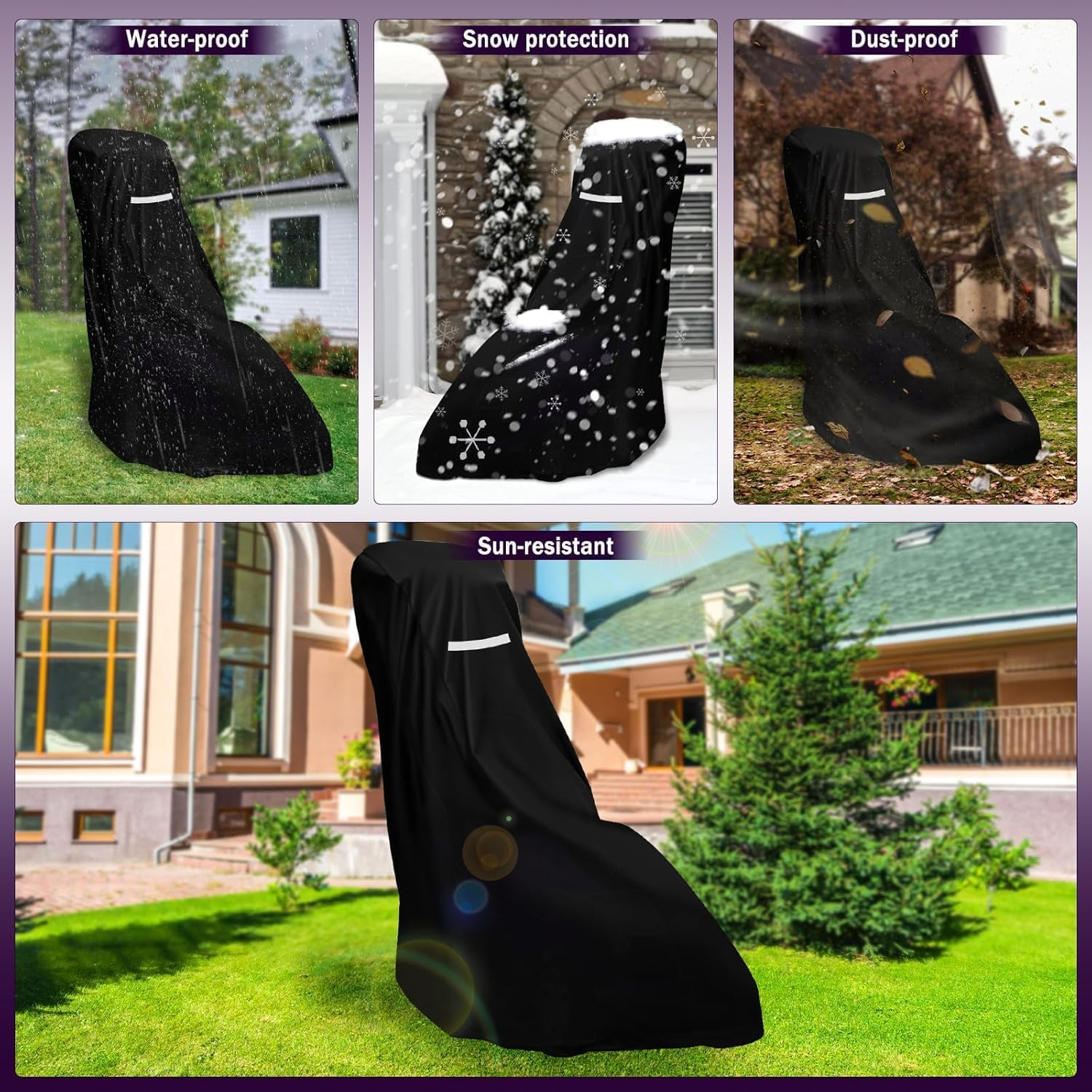 Heavy Duty 210D Polyester Oxford Push Lawn Mower Cover, 193*112*64Cm, Waterproof, UV Protection, Purple, Universal Fit with Drawstring & Storage Bag image number 6