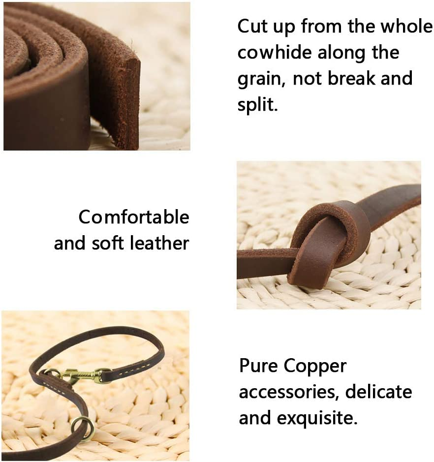 Durable Multi Function 8Ft Dog Leash, Genuine Leather Training Leash for Small, Medium and Large Dogs - Brown image number 6