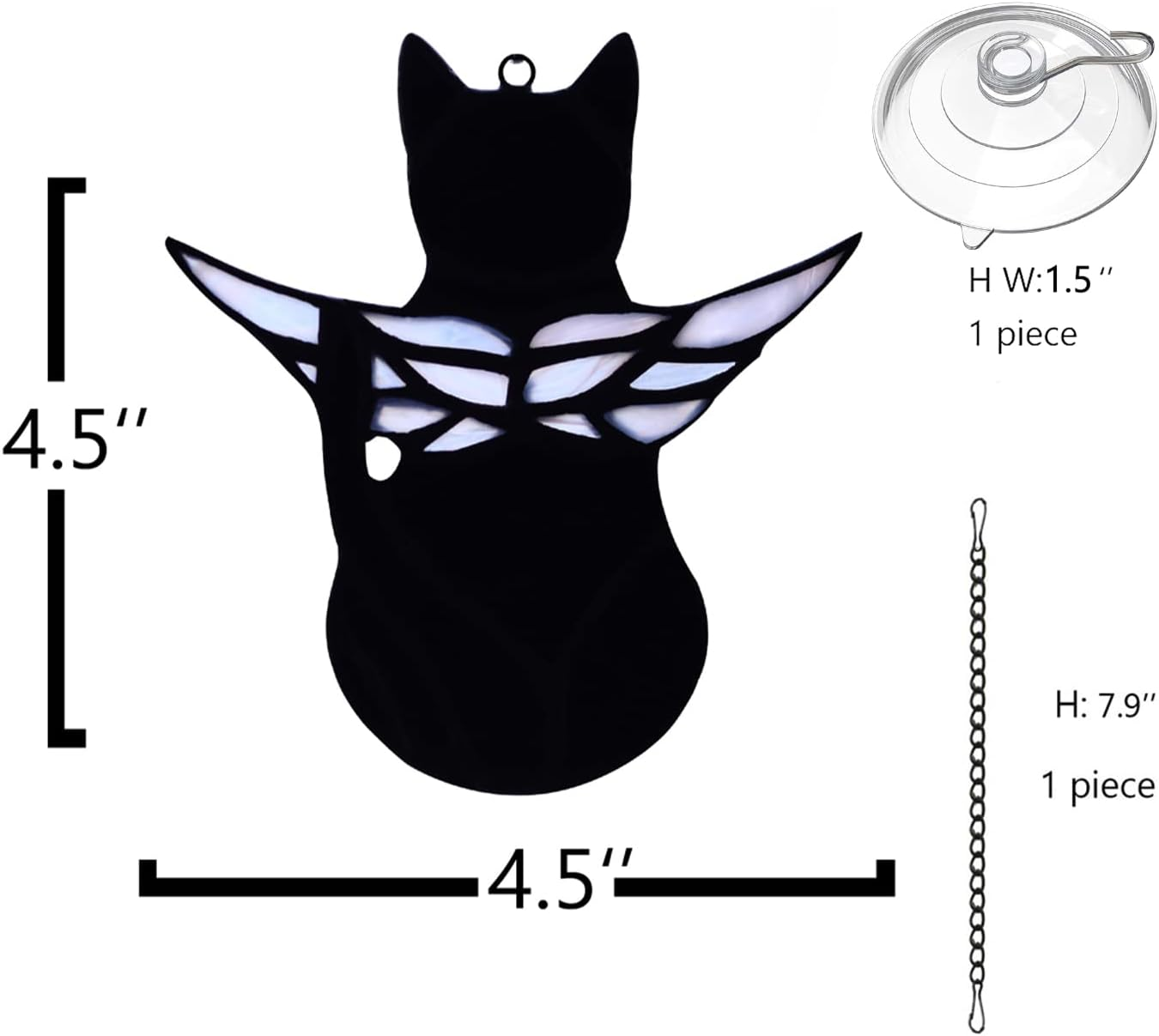BOXCASA Angel Cat Memorial Gifts Ornaments,Stained Glass Window Hanging Decorations,Angel Wings Black Cat Suncatcher Decor,Cat Lovers Gifts Ornaments,Pet Memorial Sympathy Gifts Decoration image number 5
