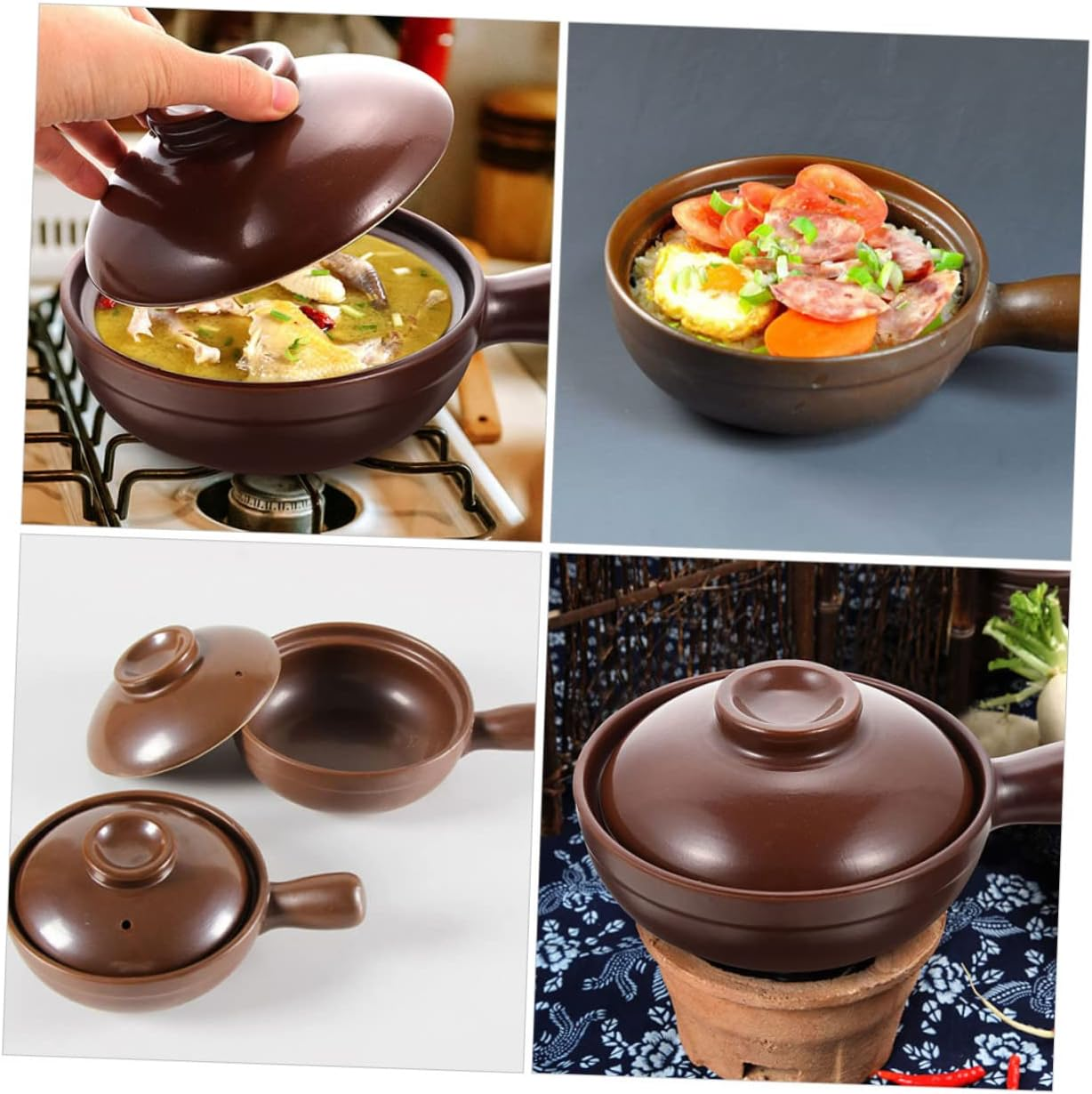 Lithium Porcelain Casserole Small Ceramic Pot for Rice Soup Home Cooking Kitchen Stew Pot image number 1