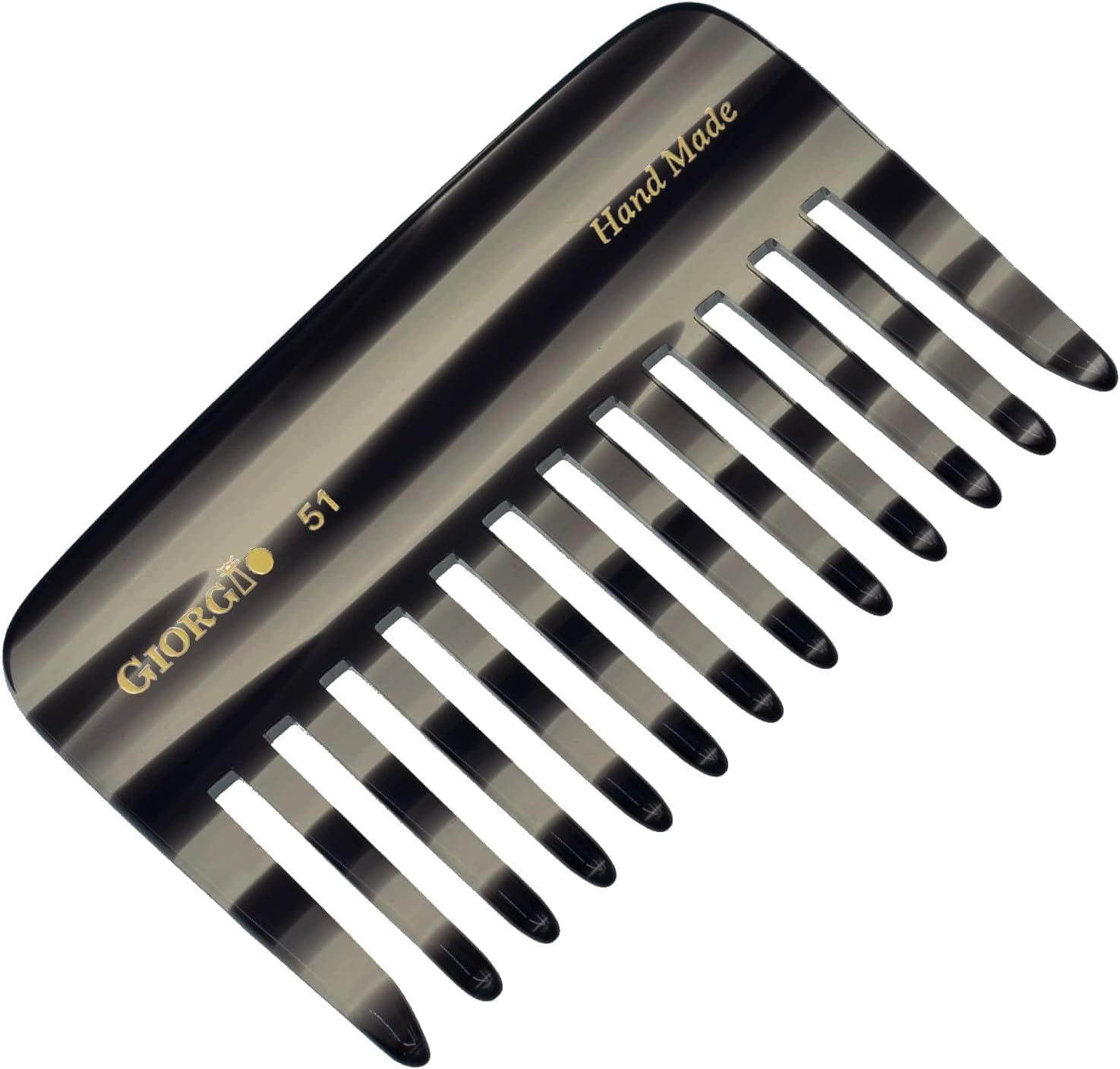 Giorgio G51 Graphite Small Travel Purse Detangling Comb - Wide Teeth Pocket Comb for Thick, Curly and Wavy Hair, Wet or Dry Use, Handmade of Cellulose, Saw-Cut, Hand Polished image number 6