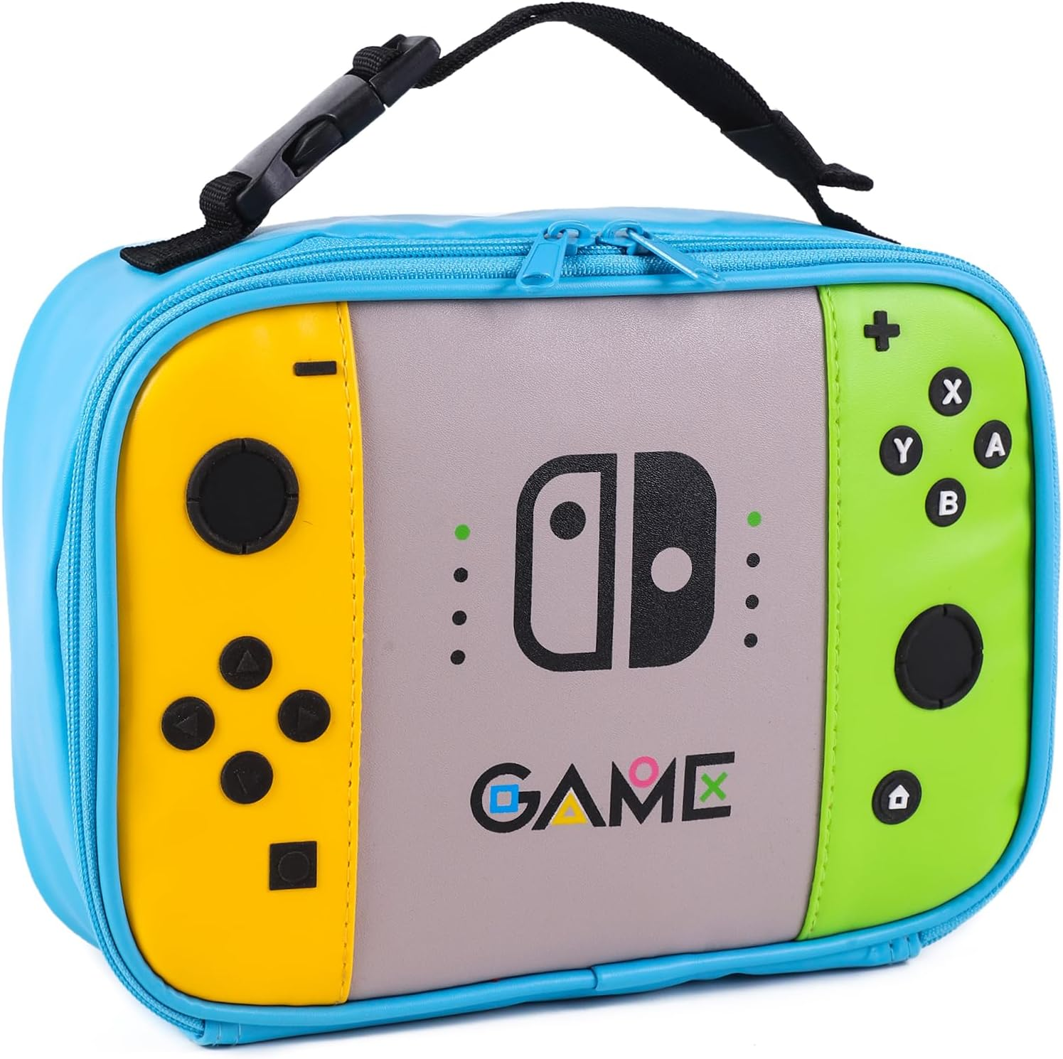 ONTESY Boys Lunch Bag Switch Game Lunch Cooler Thermal Insulated Food Container Waterproof Leather Mini Lunch Pail for Boys Girls Kids Toddlers Teens Men Women for School Pinic (Black)